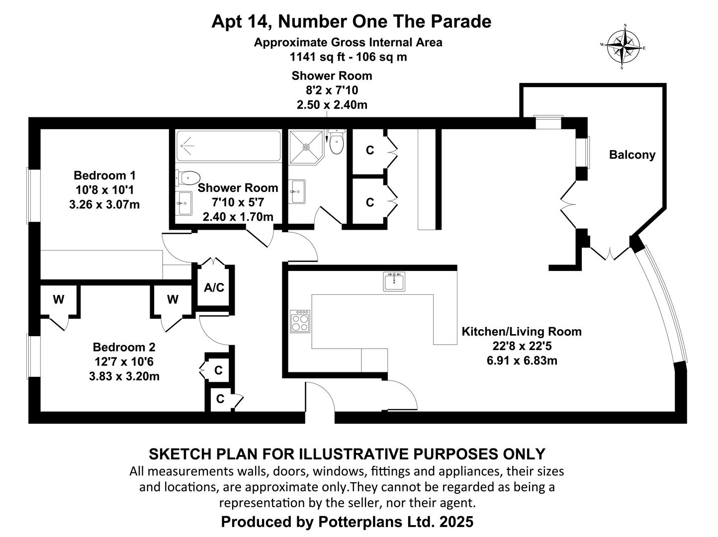 Apt 14, Number One, The Parade, Cowes floorplan