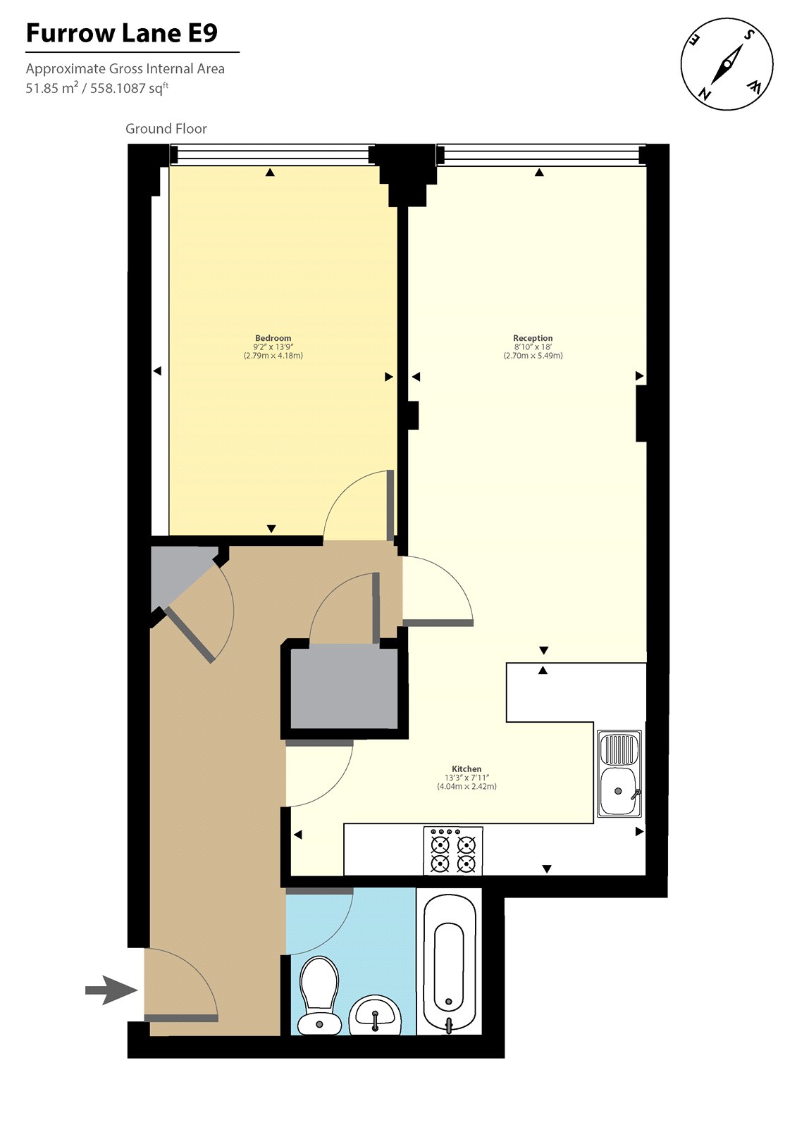 Flat 2, 16, Furrow Lane, London floorplan