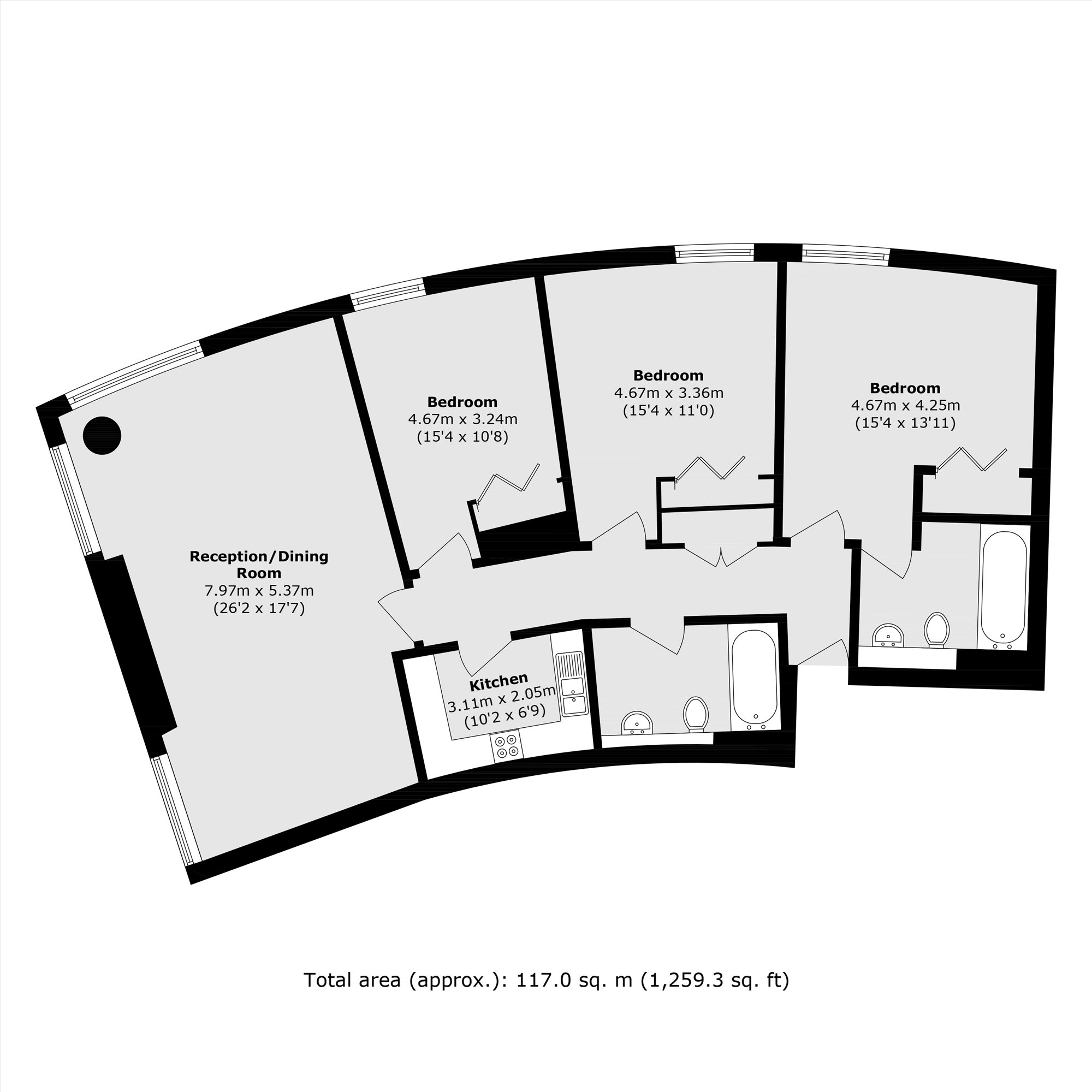 Flat A40, Parliament View Apartments, 1, Albert Embankment, London floorplan