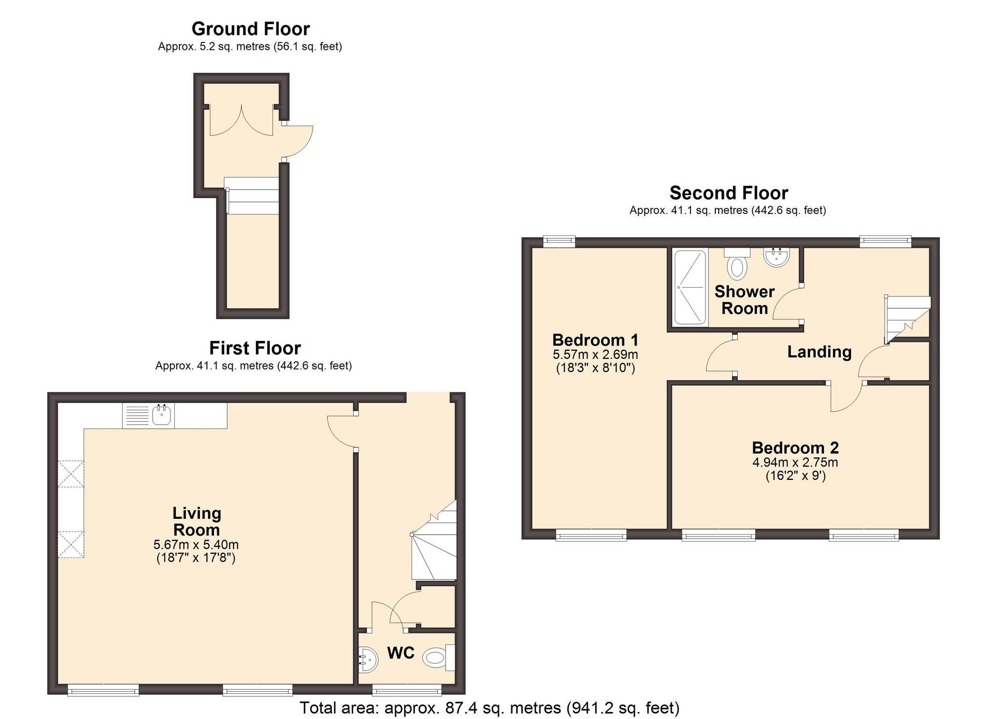 Flat 1 Co-Operative House, Knifesmithgate, Chesterfield floorplan