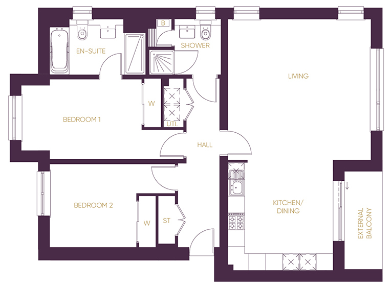 Plot 219 The Kenmure, Castle Road, Glasgow floorplan