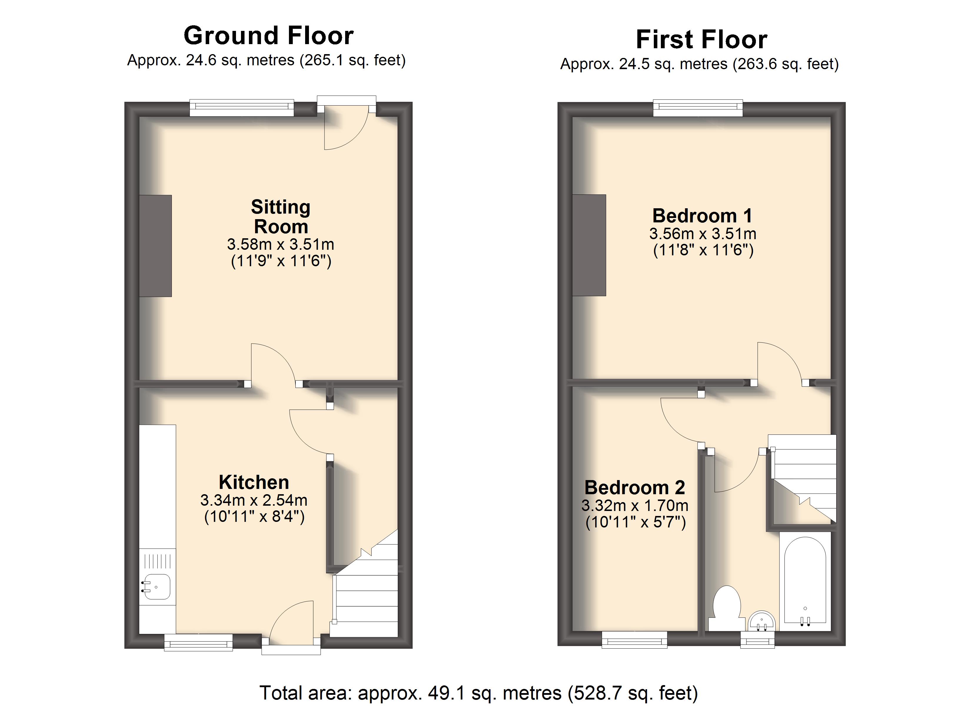 2 Bedrooms Terraced house to rent in Wellington Street, New Whittington, Chesterfield S43