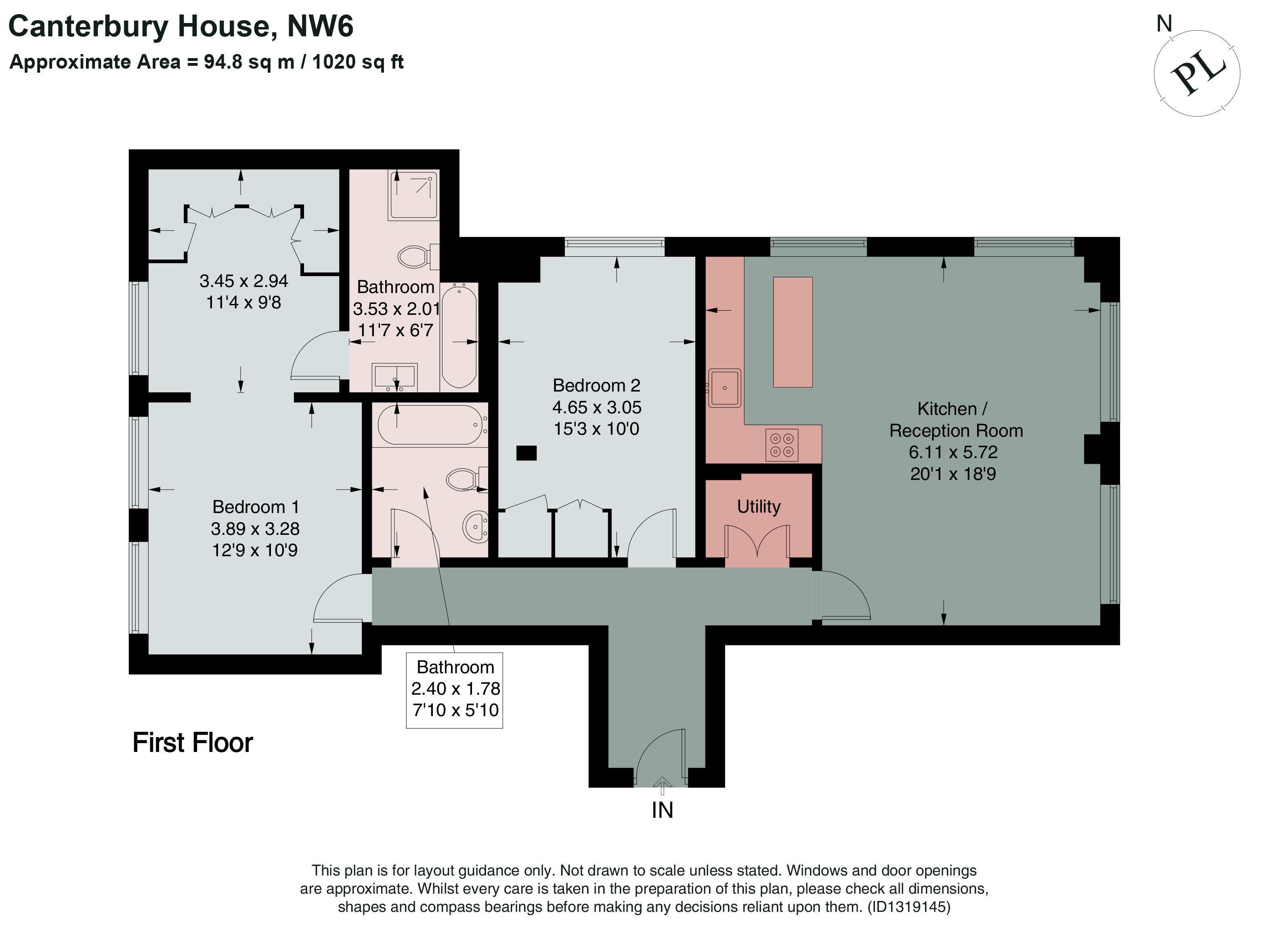 Flat 10,, Canterbury House, Queens Park floorplan