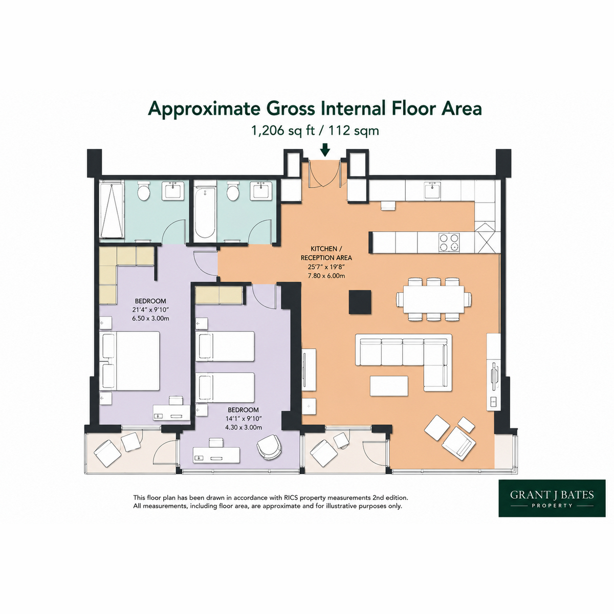 Flat Two Bedroom, Three Quays, 40 Lower Thames Street, London floorplan