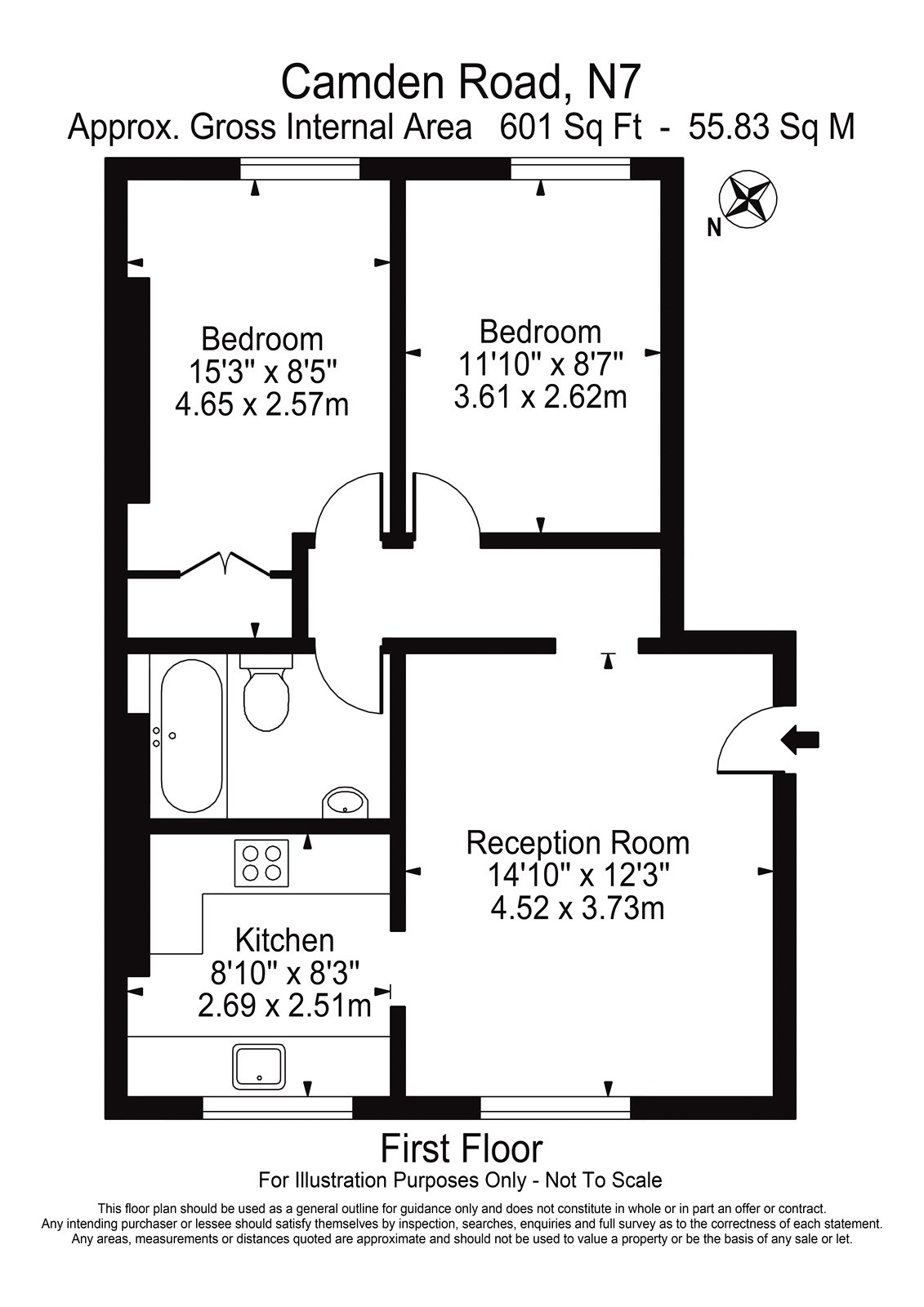 2 Bedrooms Flat to rent in Camden Road, Camden, London N7