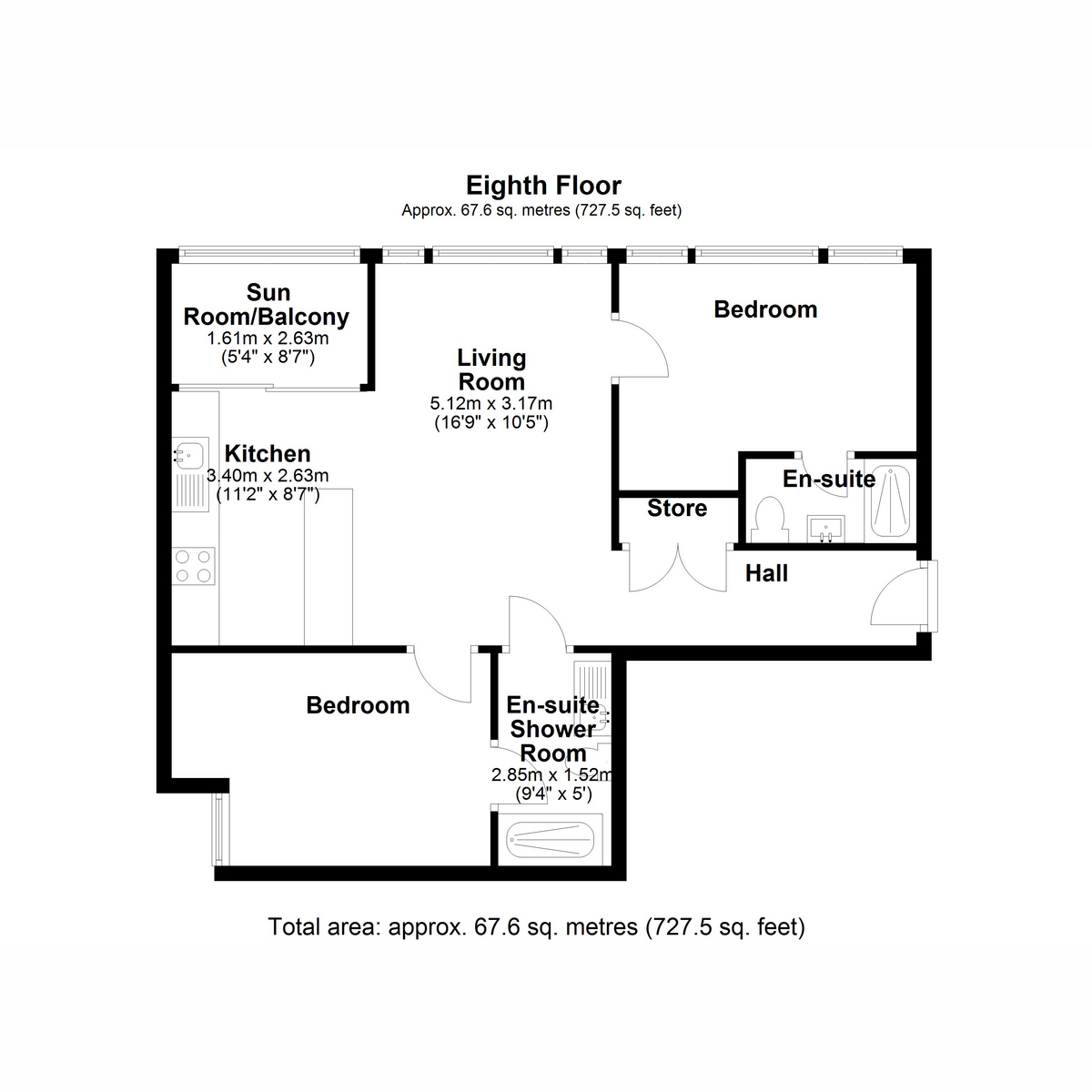 Flat Flat 702, St George's Gardens, 1a Spinners Way, Manchester floorplan