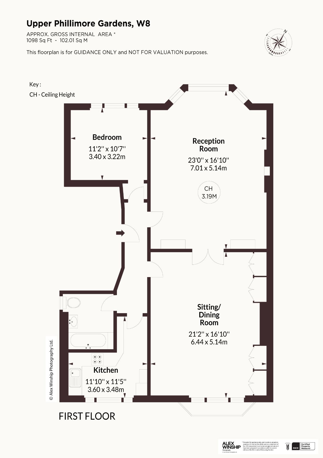 Flat 2, 22, Upper Phillimore Gardens, London floorplan