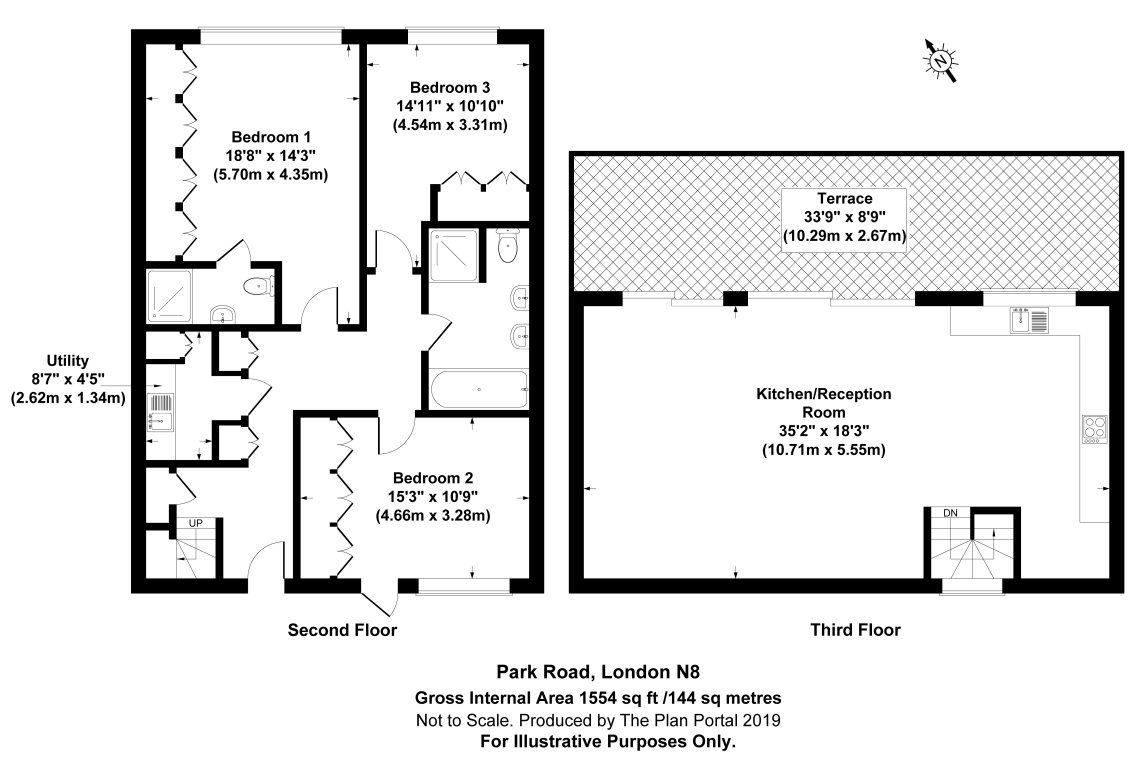 3 Bedrooms Flat to rent in Park Mews, Park Road, London N8