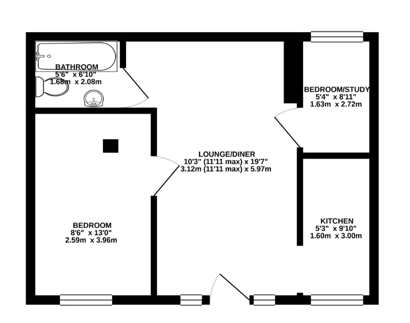 Flat 1 Vale Court, Station Approach, Aldershot floorplan