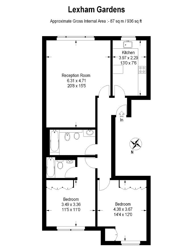 2 Bedrooms Flat to rent in Lexham Gardens, Kensington, London W8