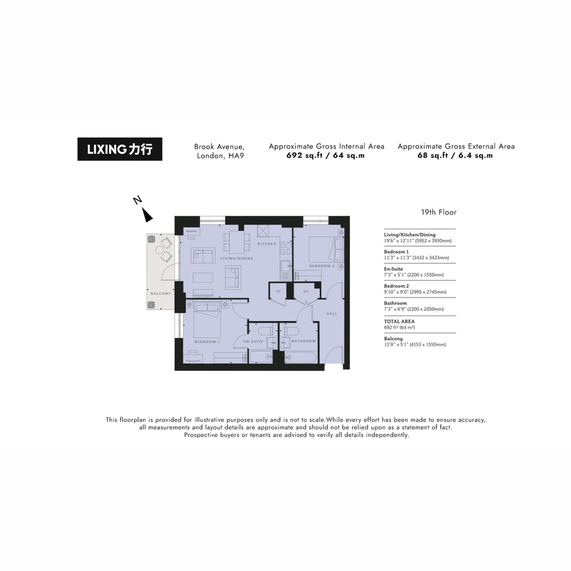 Flat 131 Brook Avenue, Pullman House, Wembley floorplan