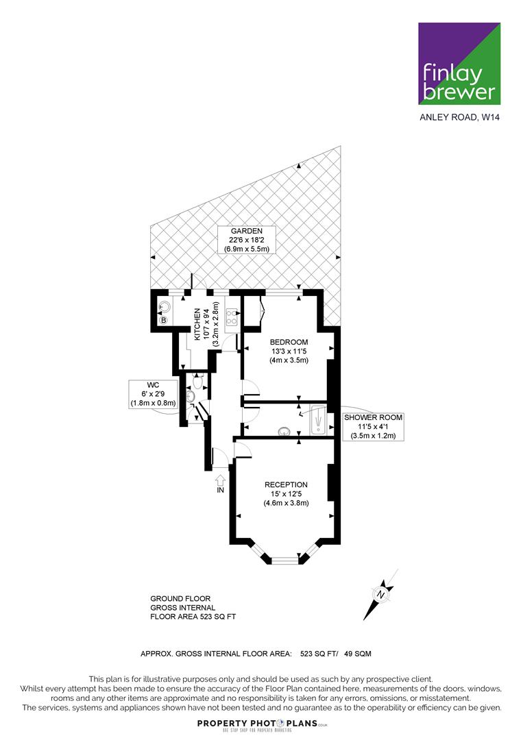 Flat 1, 20, Anley Road, London floorplan