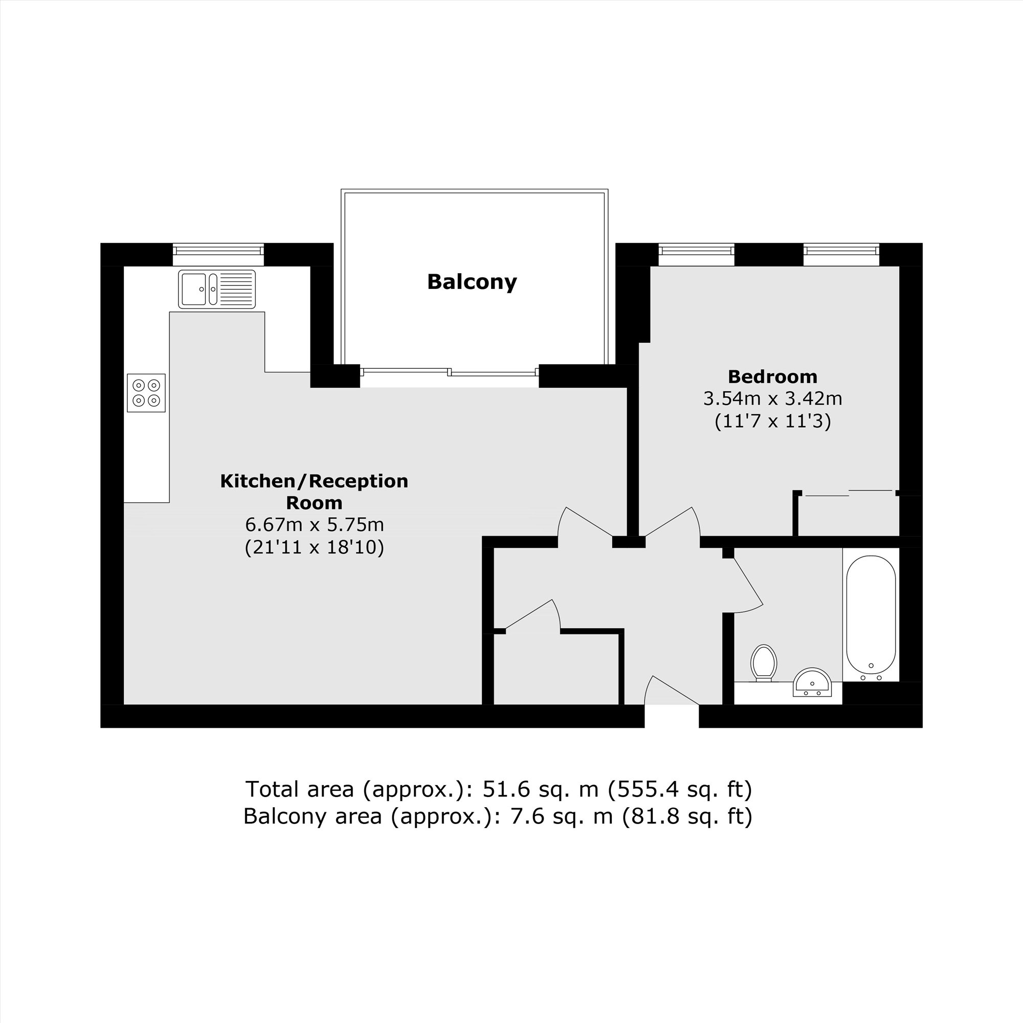 Flat 604 Orton House, 81, Plough Lane, Summerstown floorplan