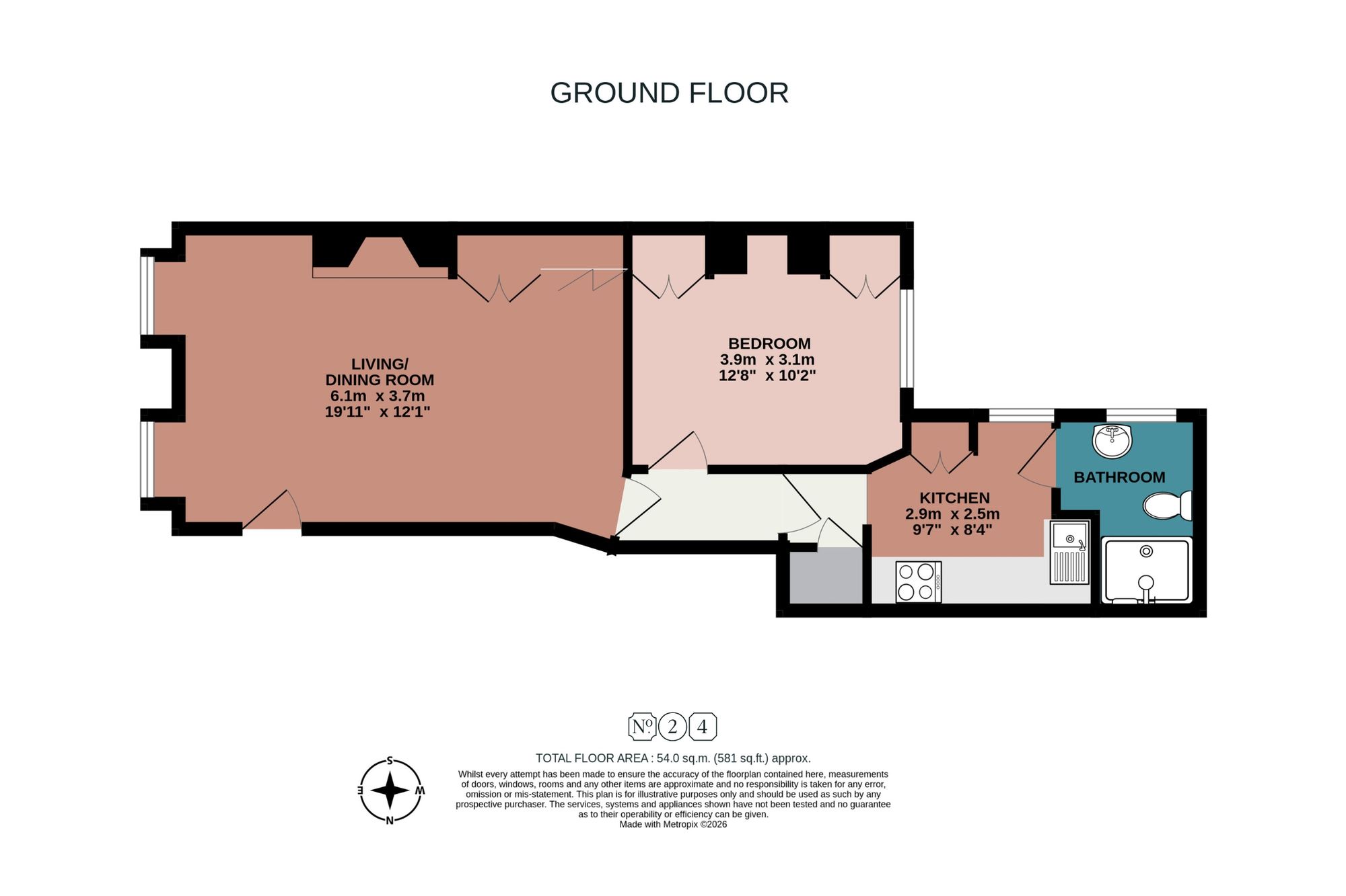 Ground Floor Flat, 4 Portland Place, Brighton floorplan