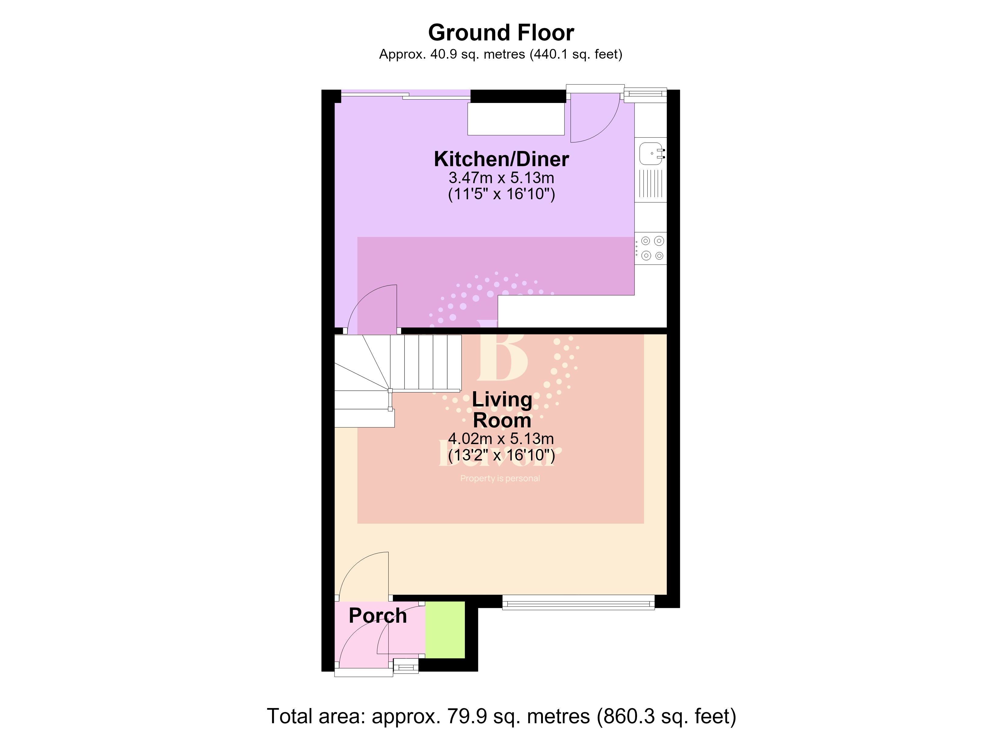 22, Churchill Walk, Saltash floorplan
