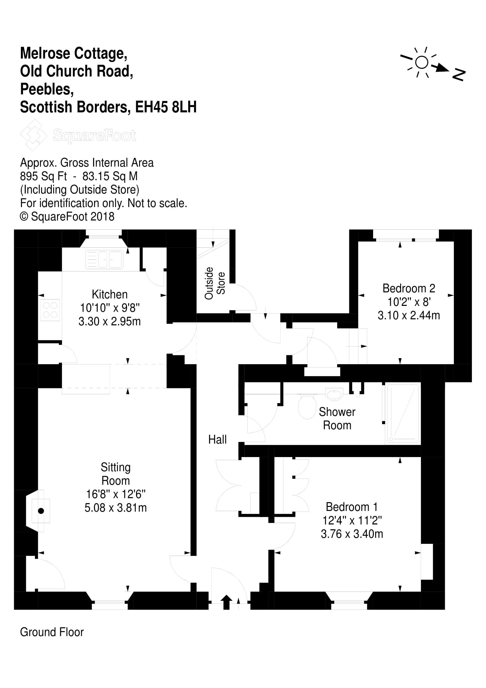 2 Bedrooms Flat for sale in Melrose Cottage, 1 Old Church Road, Peebles EH45