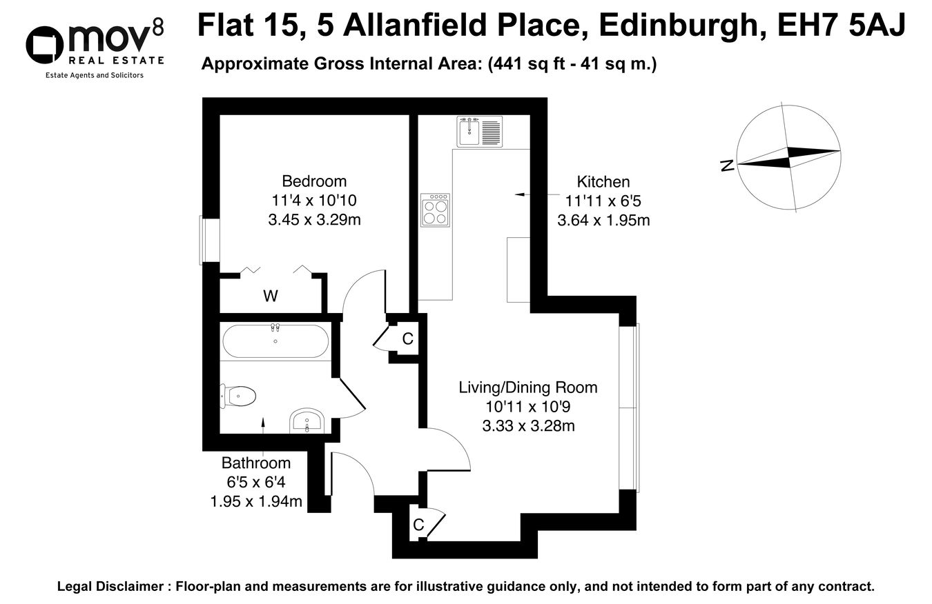Flat 15, 5, Allanfield Place, Edinburgh floorplan