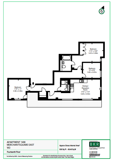Apartment 1408, 4, Merchant Square, East Harbet Road floorplan