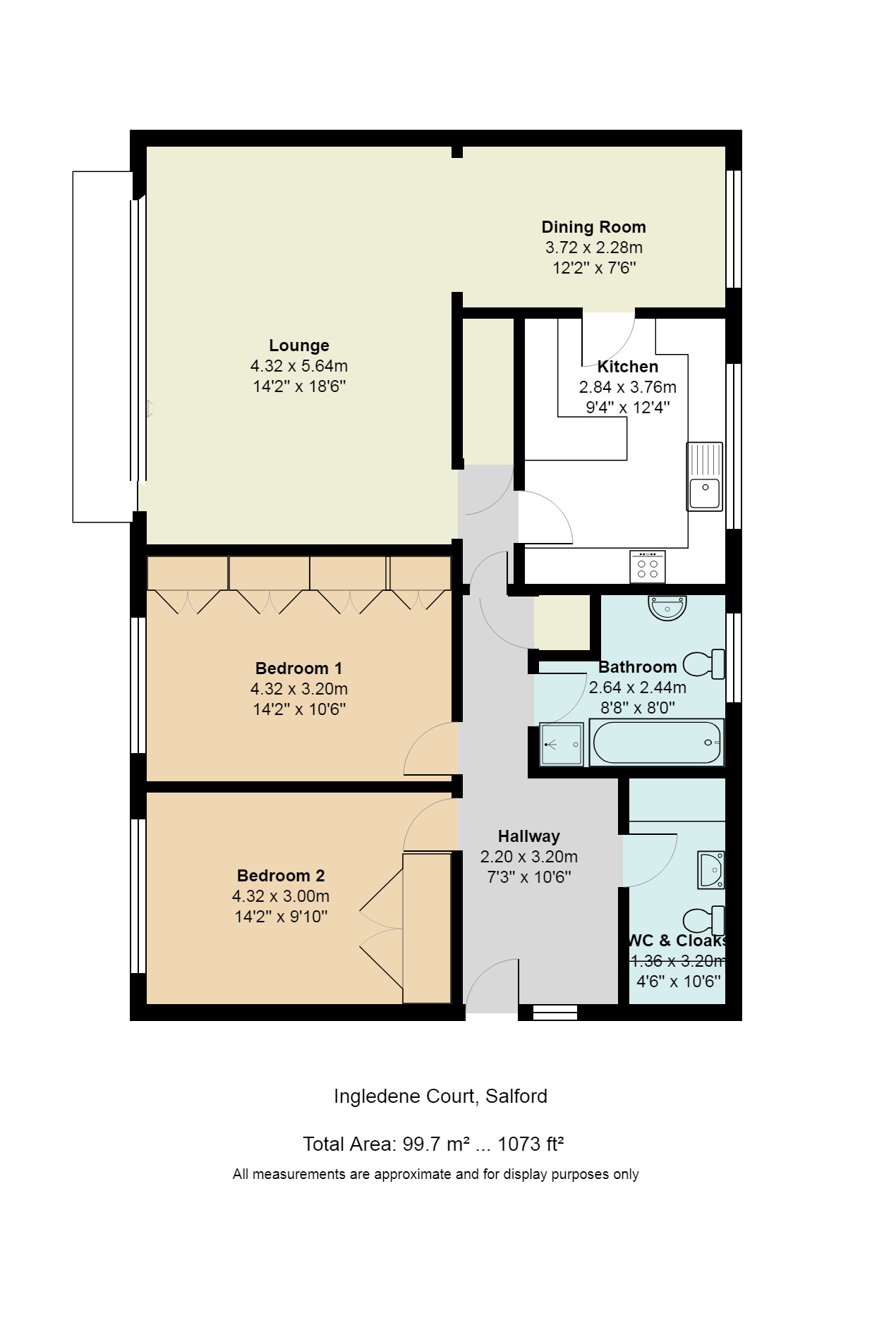 2 Bedrooms Flat for sale in Ingledene Court, Upper Park Road, Salford, Greater Manchester M7