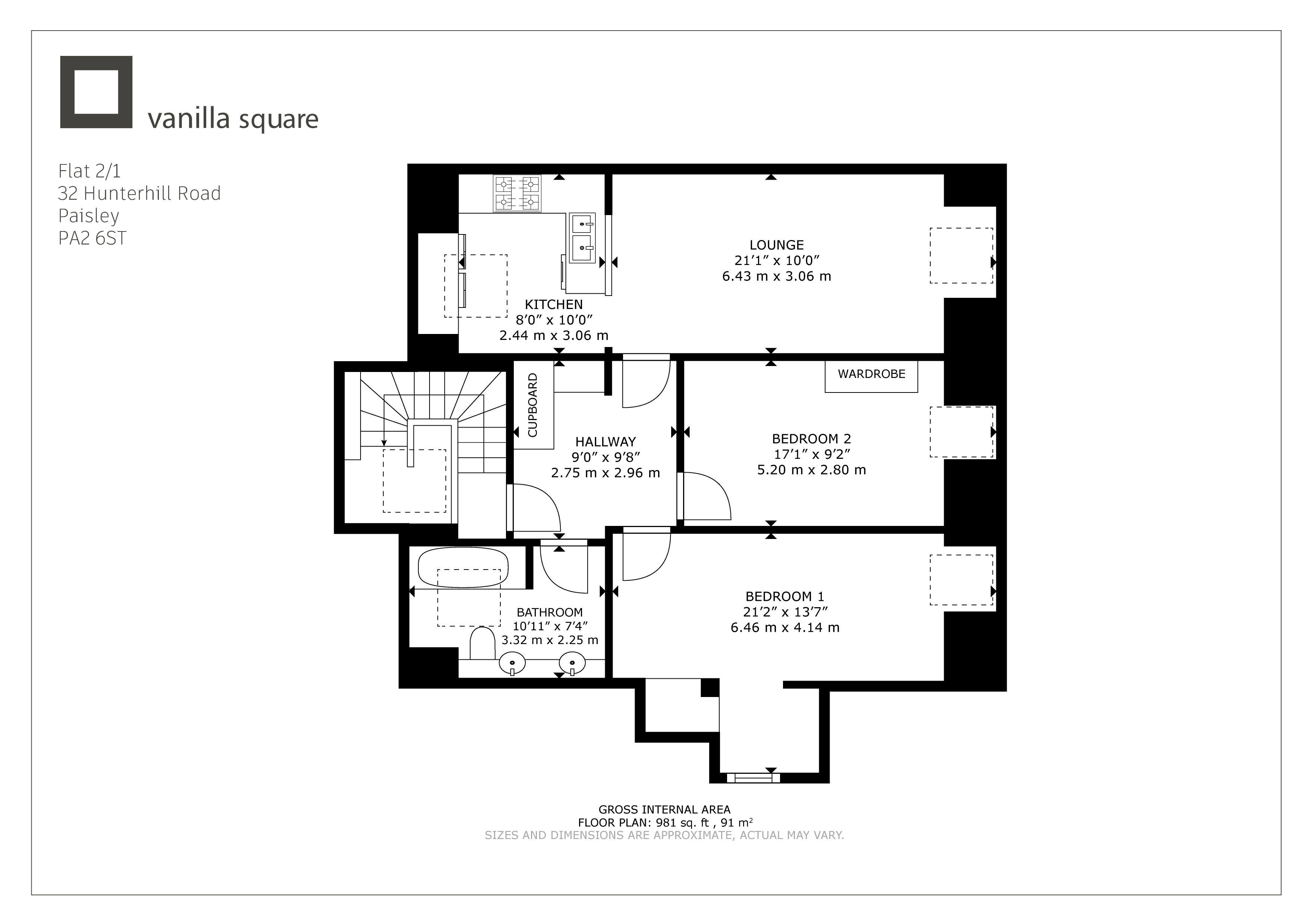 2/1, 32, Hunterhill Road, Paisley floorplan
