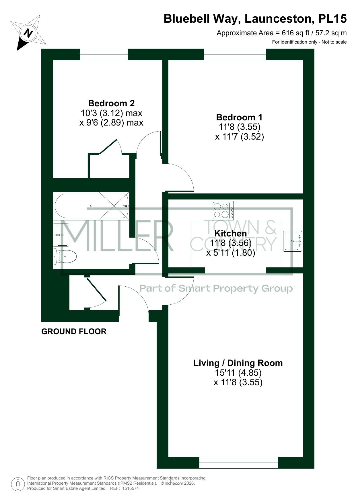 2B Bluebell Way, Launceston, Cornwall floorplan
