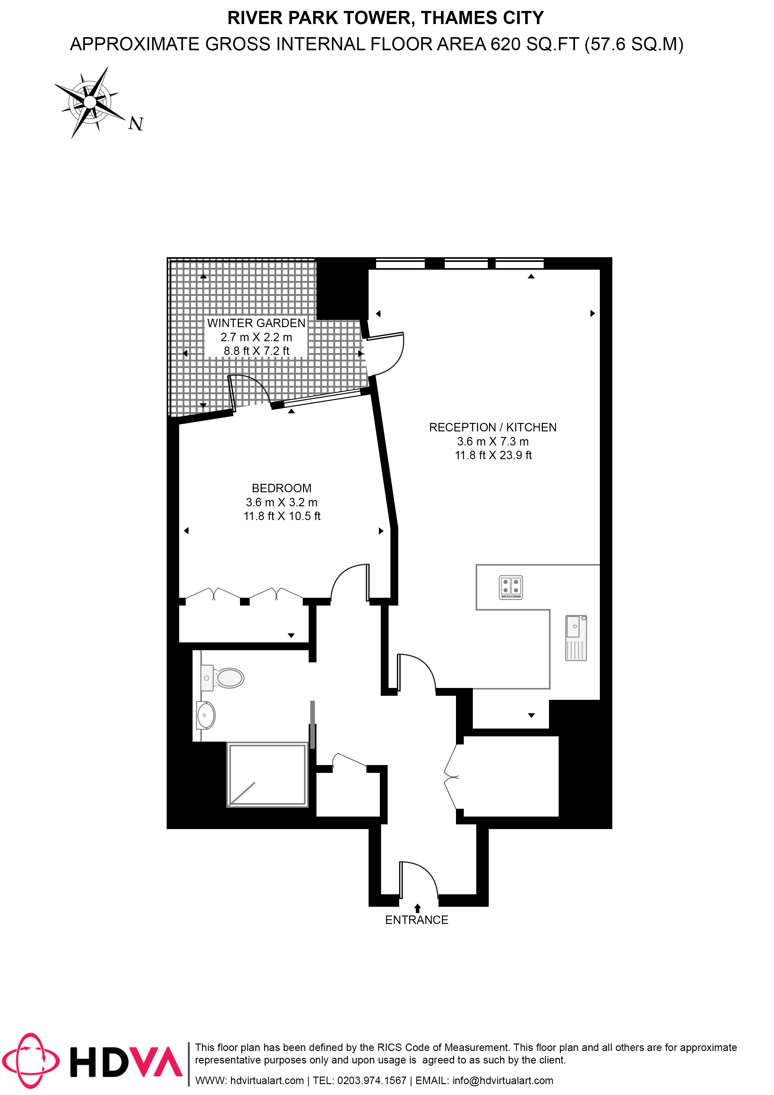 3006, River Park Tower, 1, Nine Elms Lane, London floorplan
