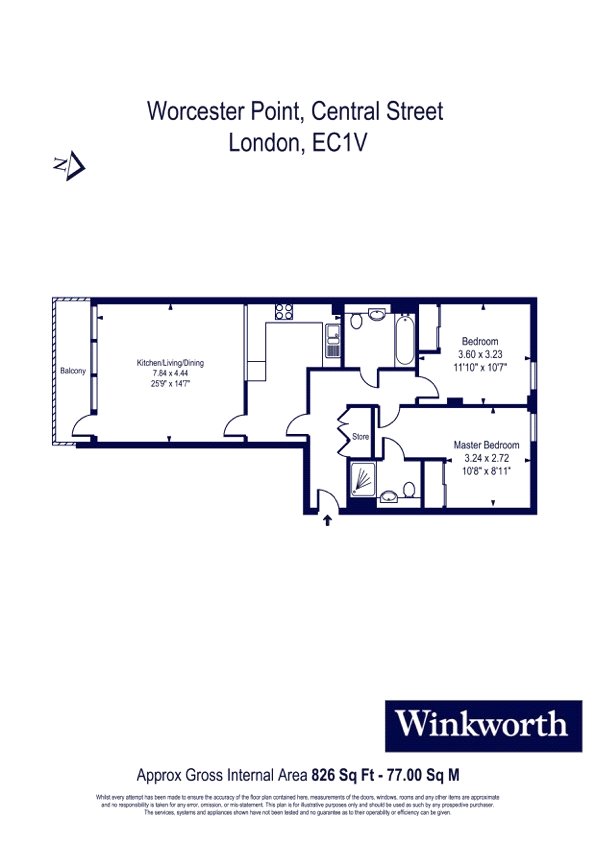 100 Worcester Point,, Central Street, London floorplan