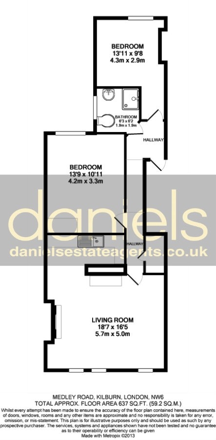2 Bedrooms Flat to rent in Medley Road, Kilburn, London NW6