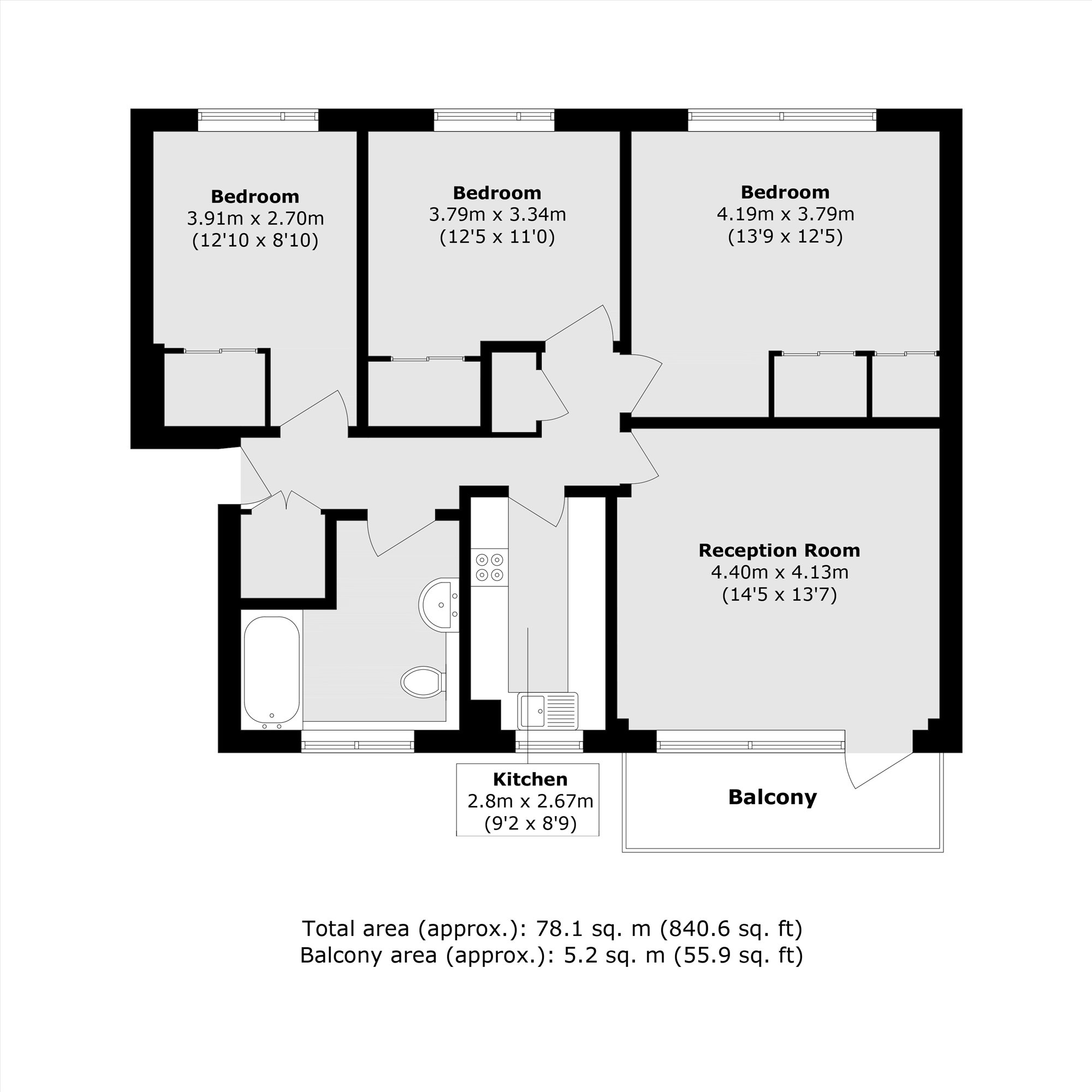 Flat 11, Crescent Court, Park Hill, London floorplan