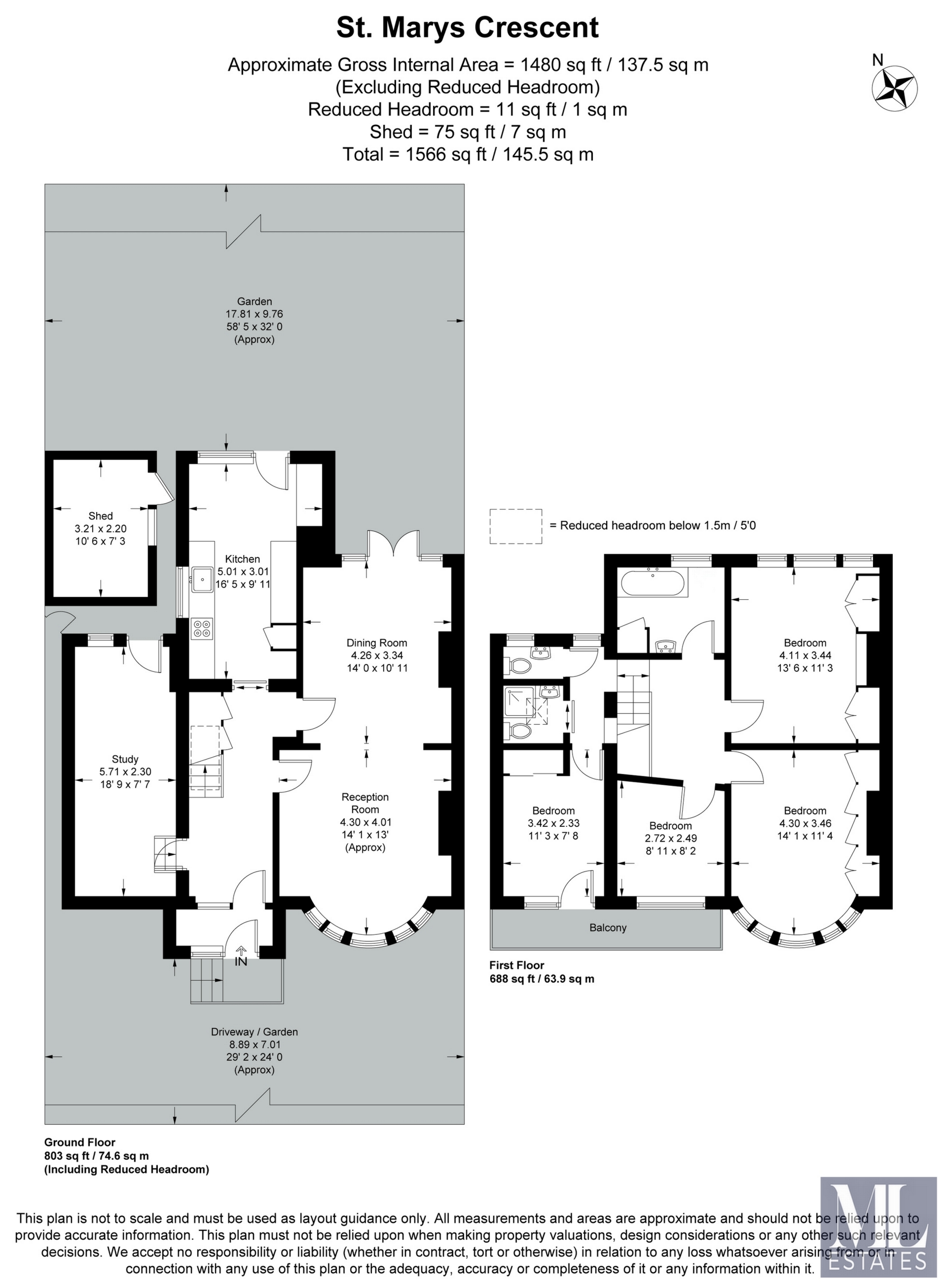 50, Marys Crescent, Hendon floorplan