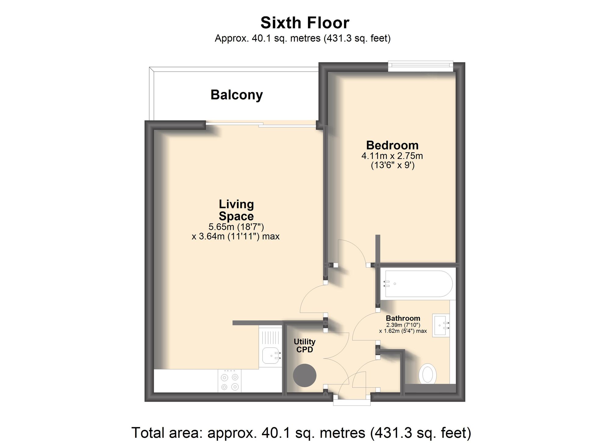 Apt 85, City Point, Sheffield floorplan