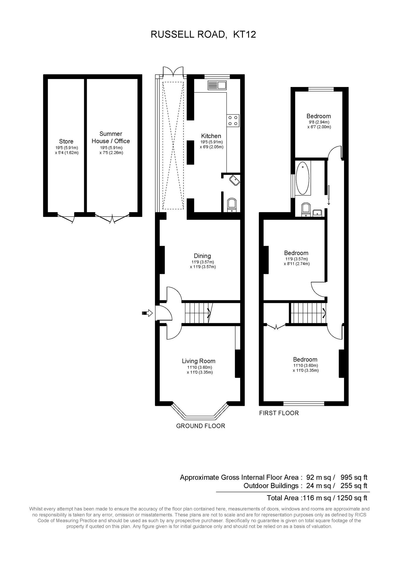 9, Russell Road, Walton-on-Thames floorplan