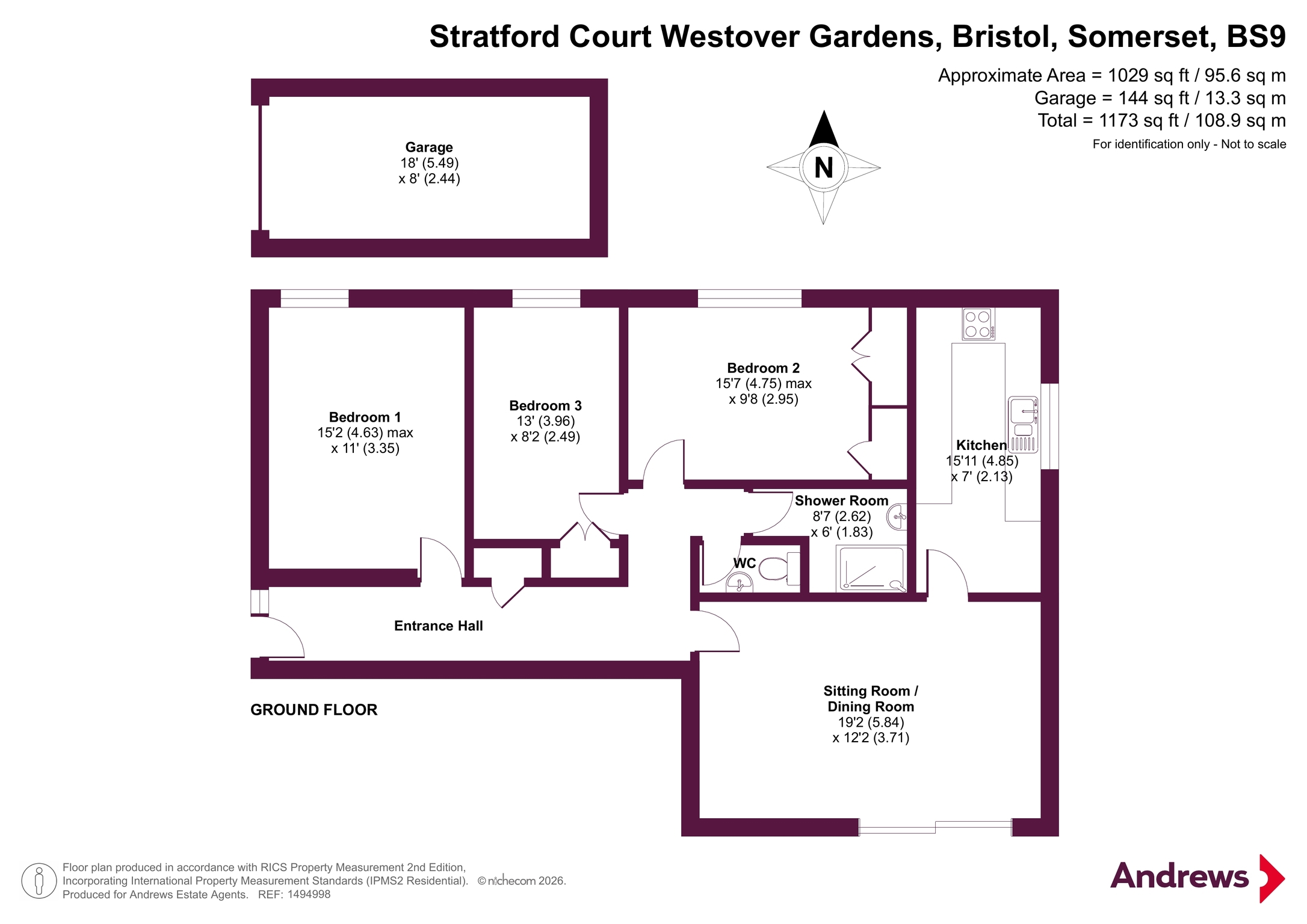 Flat 1, Stratford Court,, Westover Gardens, Somerset floorplan