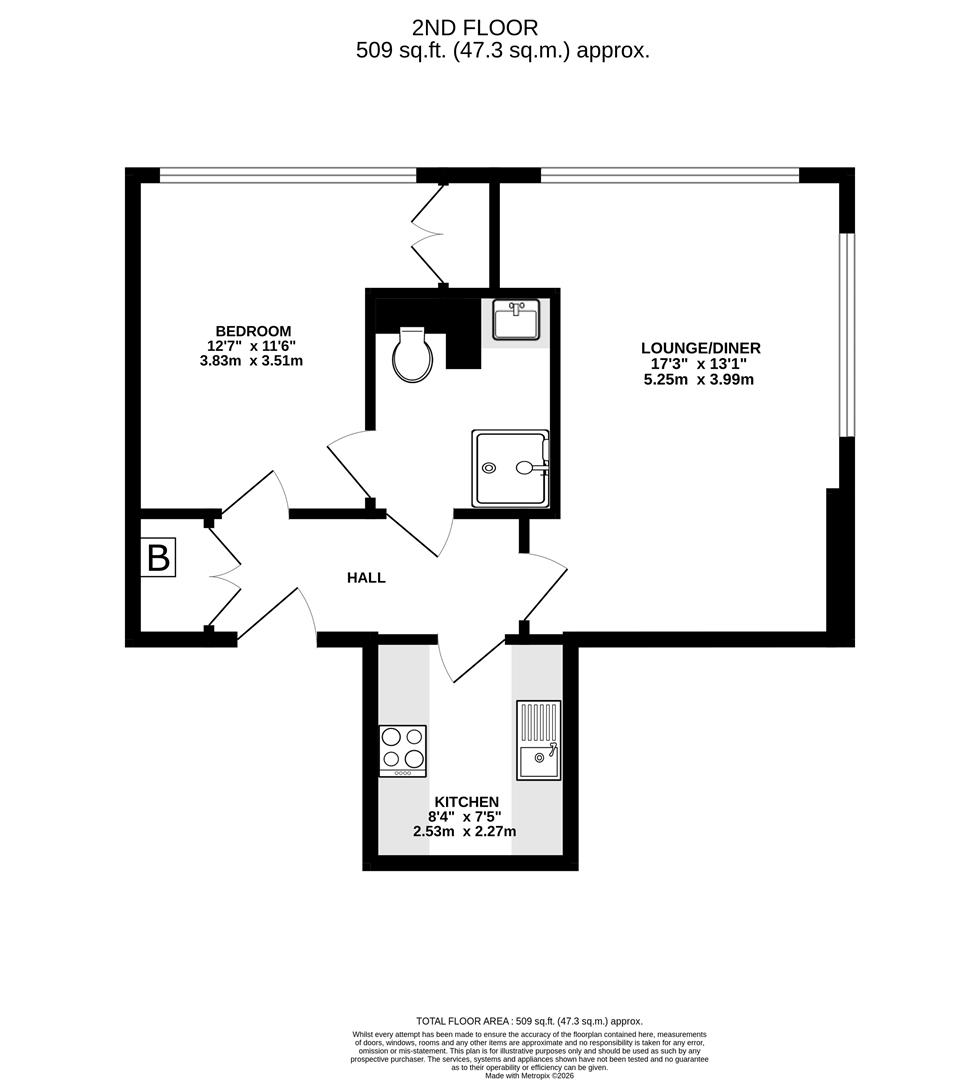 Flat 26 Kirk House, 97, High Street, West Drayton floorplan