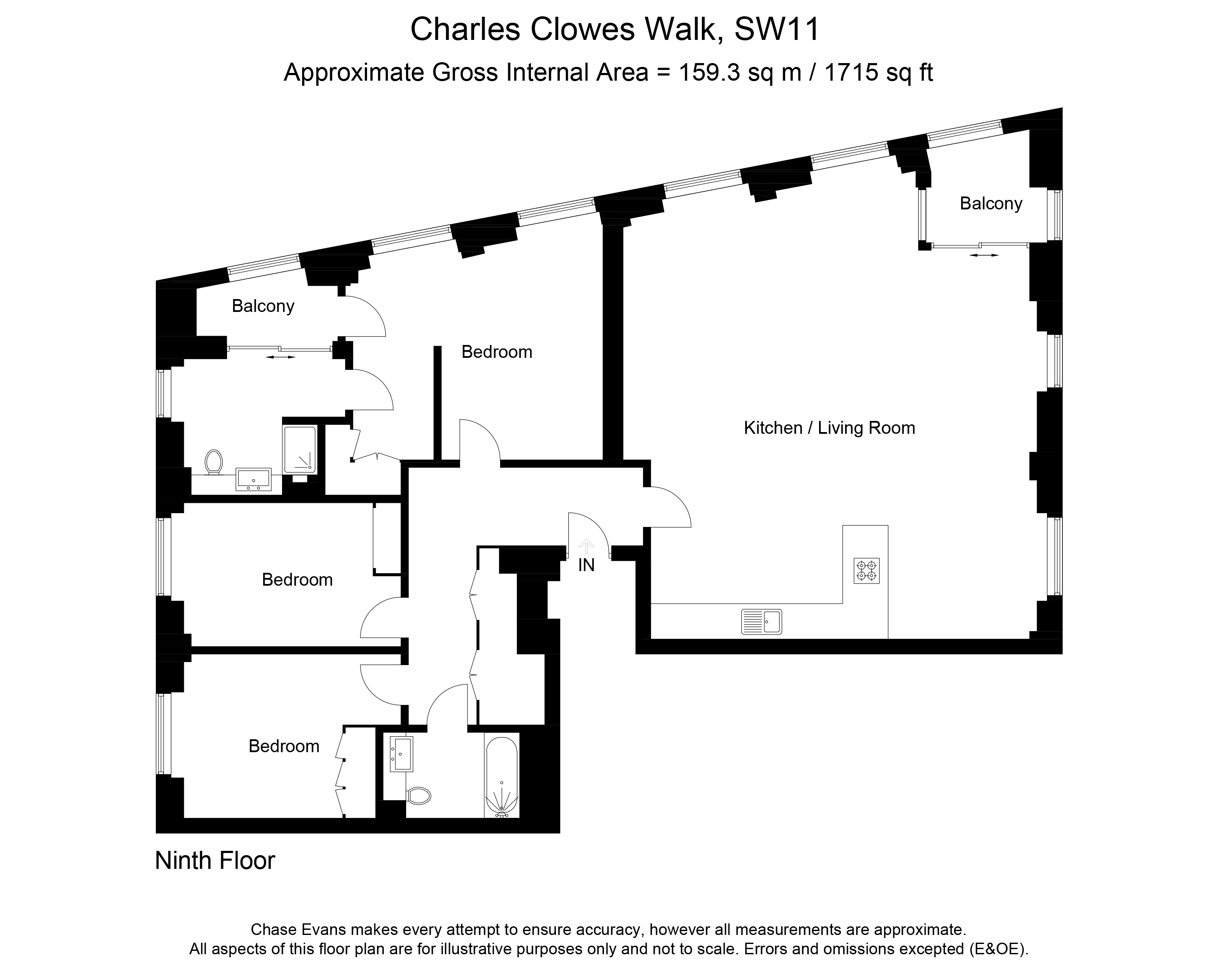 3 Bedrooms Flat to rent in Thornes House, The Residence, Nine Elms SW11