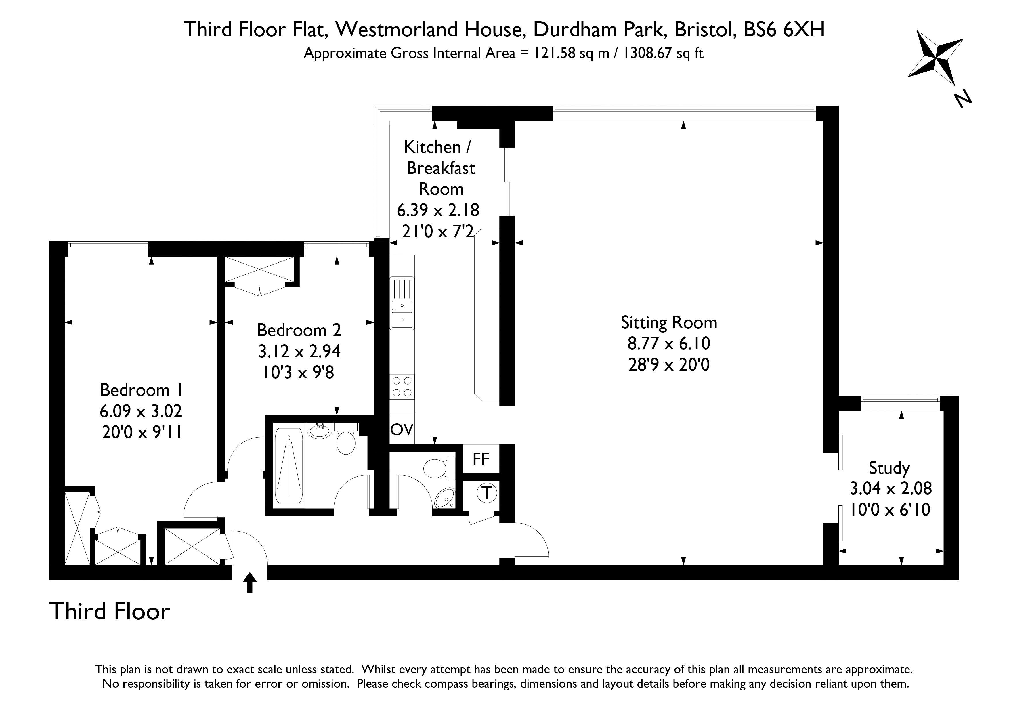 Third Floor Flat, 15 Westmorland House, Durdham Park, Bristol floorplan