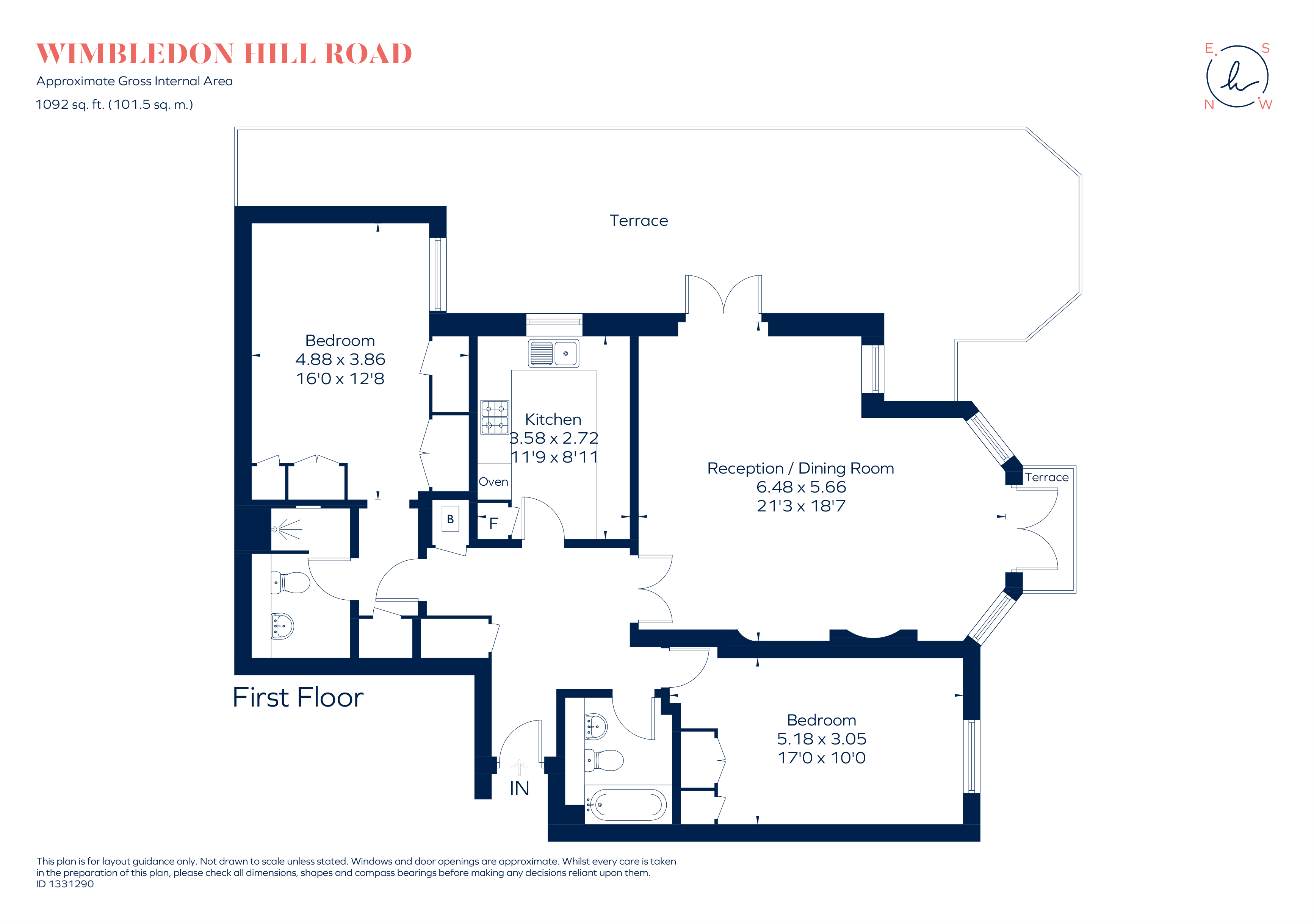 Flat 24, Holly Lodge, 90, Wimbledon Hill Road, London floorplan
