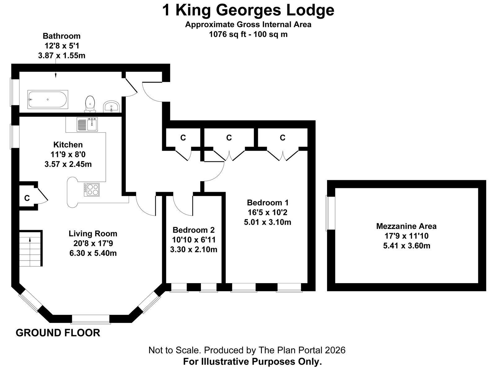 King Georges Lodge,Flat 1, Monro Drive, Guildford floorplan