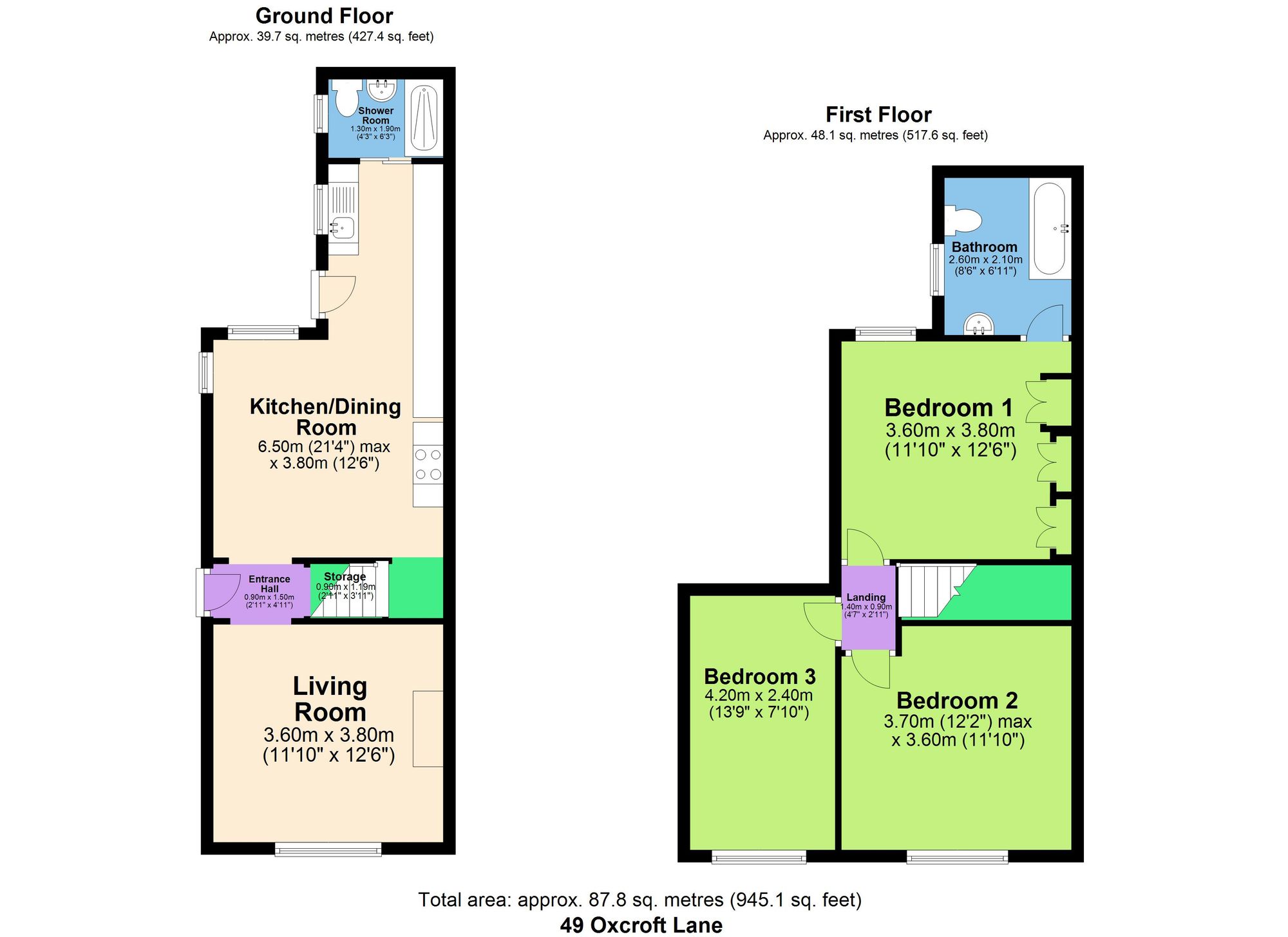 49 Oxcroft Lane, Chesterfield floorplan
