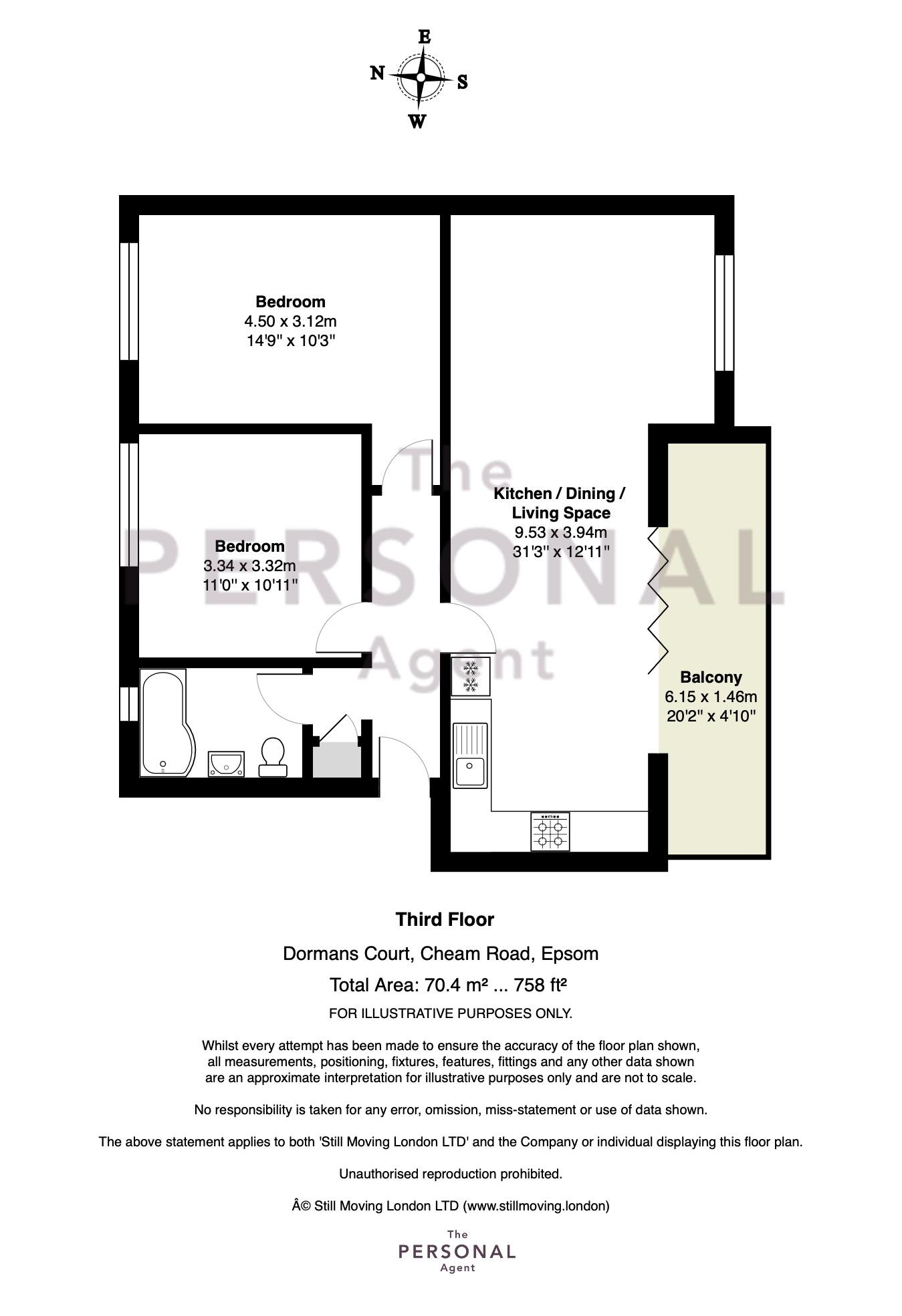 12 Dorman Court, Cheam Road, Epsom floorplan