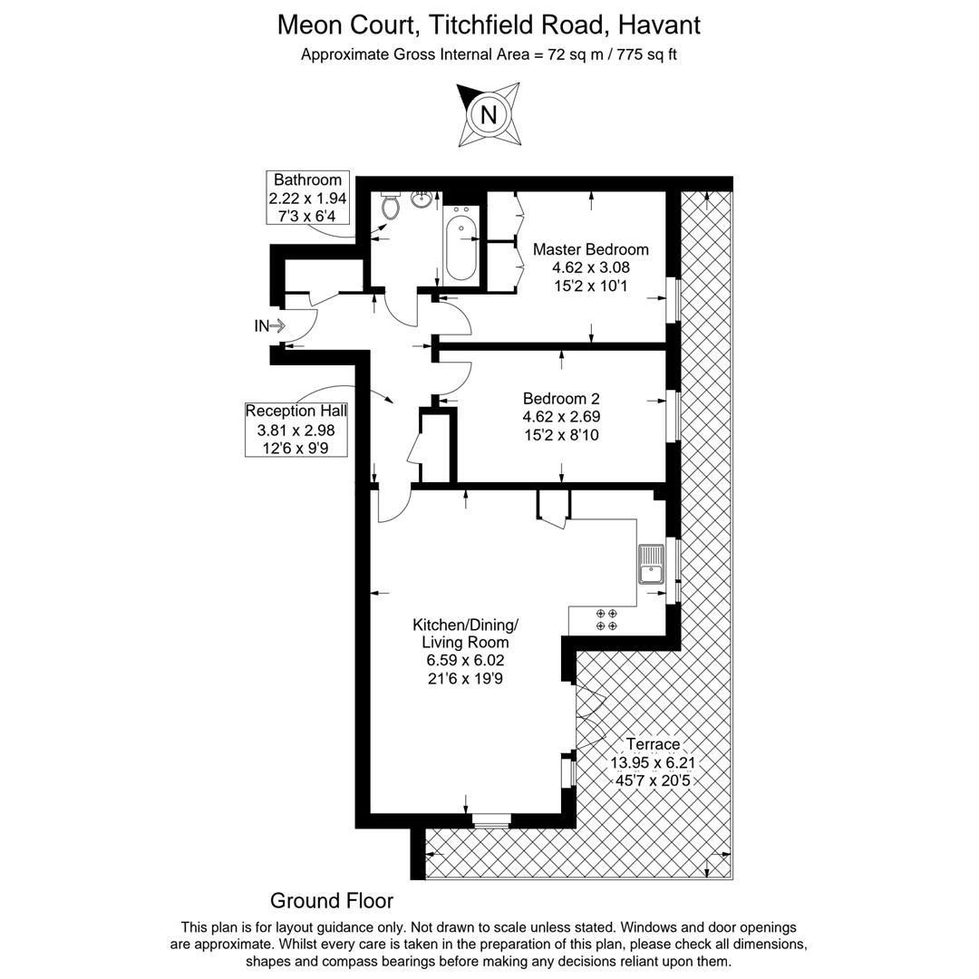 Flat 3 Meon Court, 6, Titchfield Close, Havant floorplan