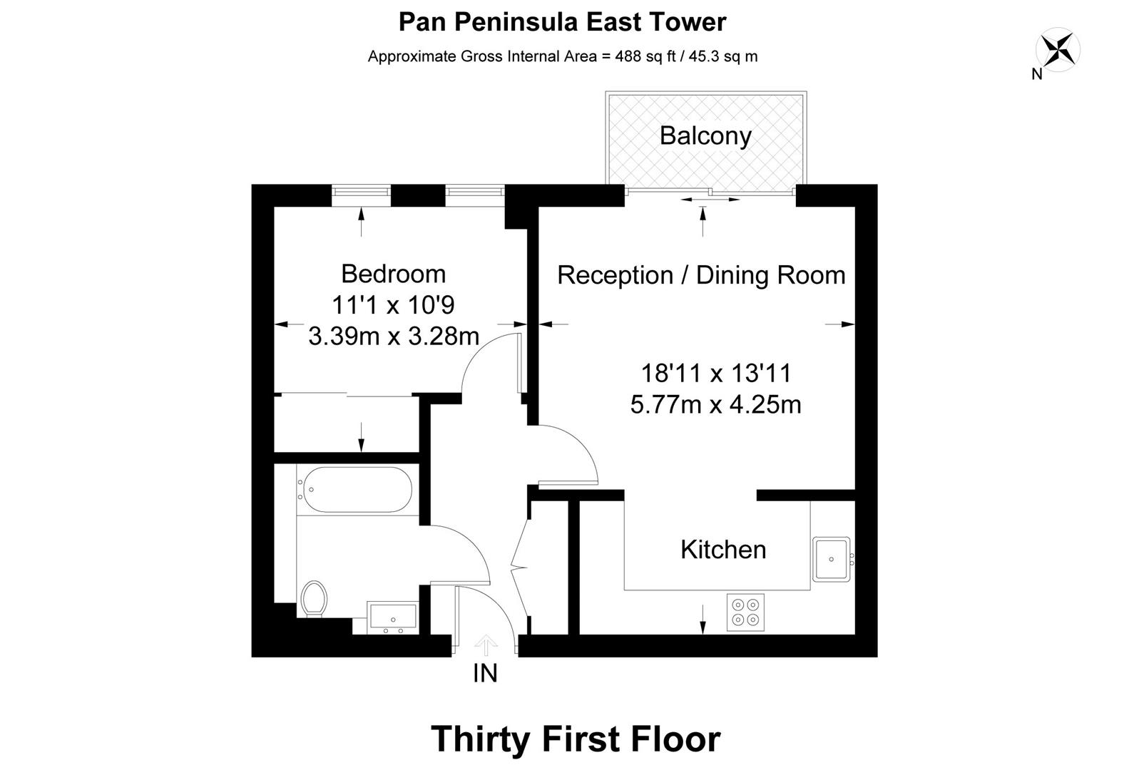 1 Bedrooms Flat to rent in Pan Peninsula East Tower, Pan Peninsular Square E14
