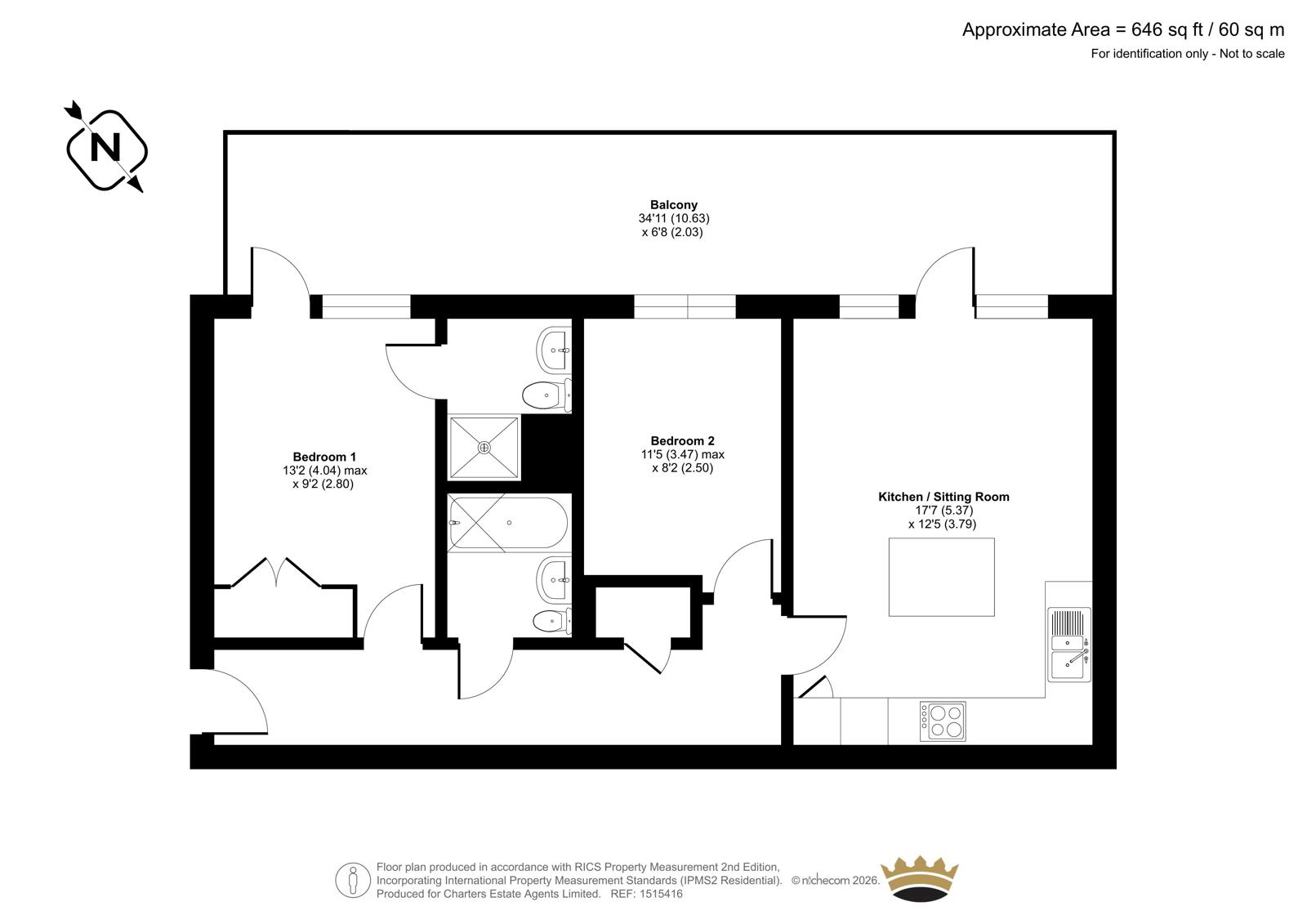 Flat 36, Chichester House, 1, The Waterfront, Worthing floorplan