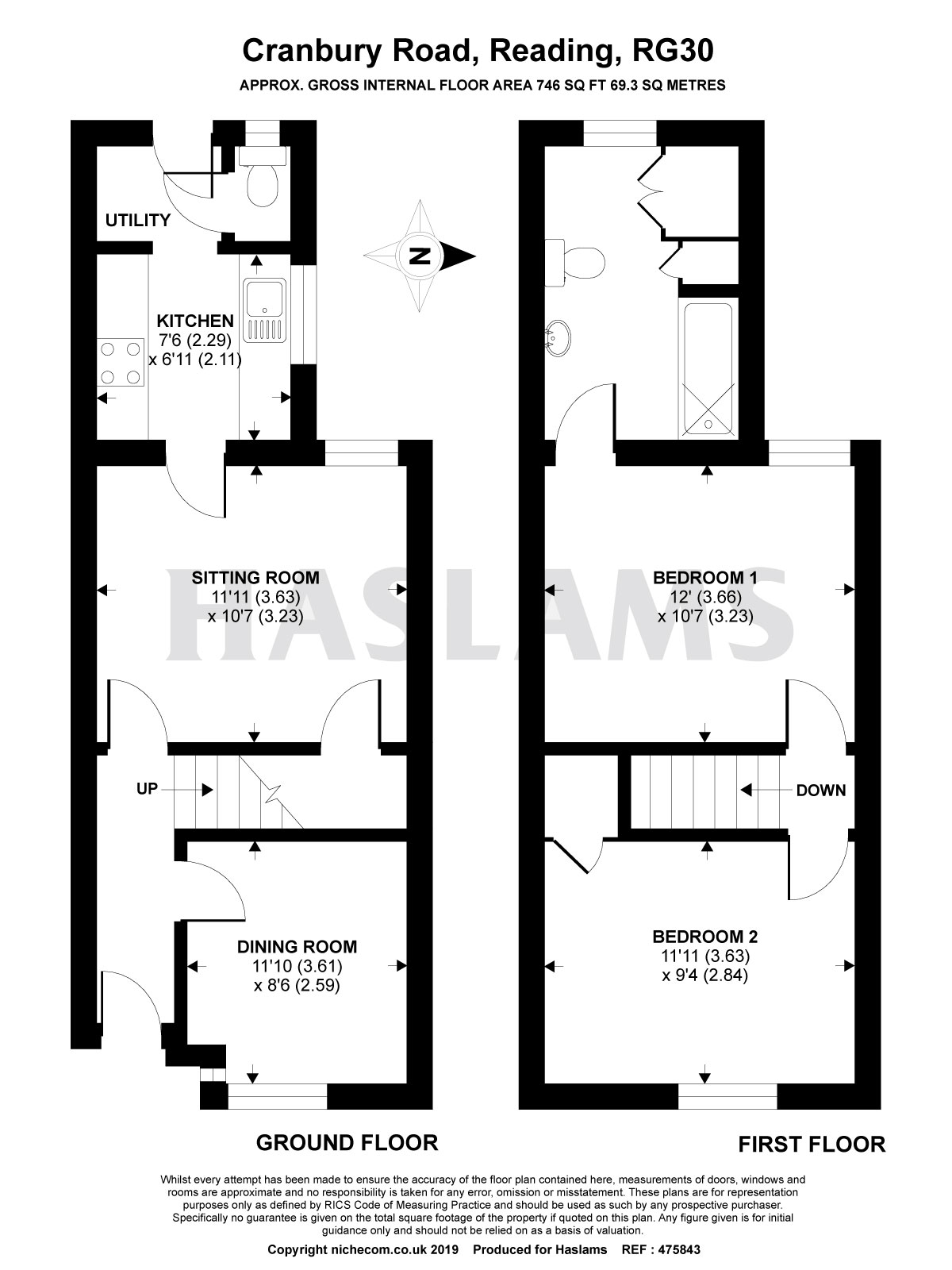 2 Bedrooms Terraced house for sale in Cranbury Road, Reading RG30