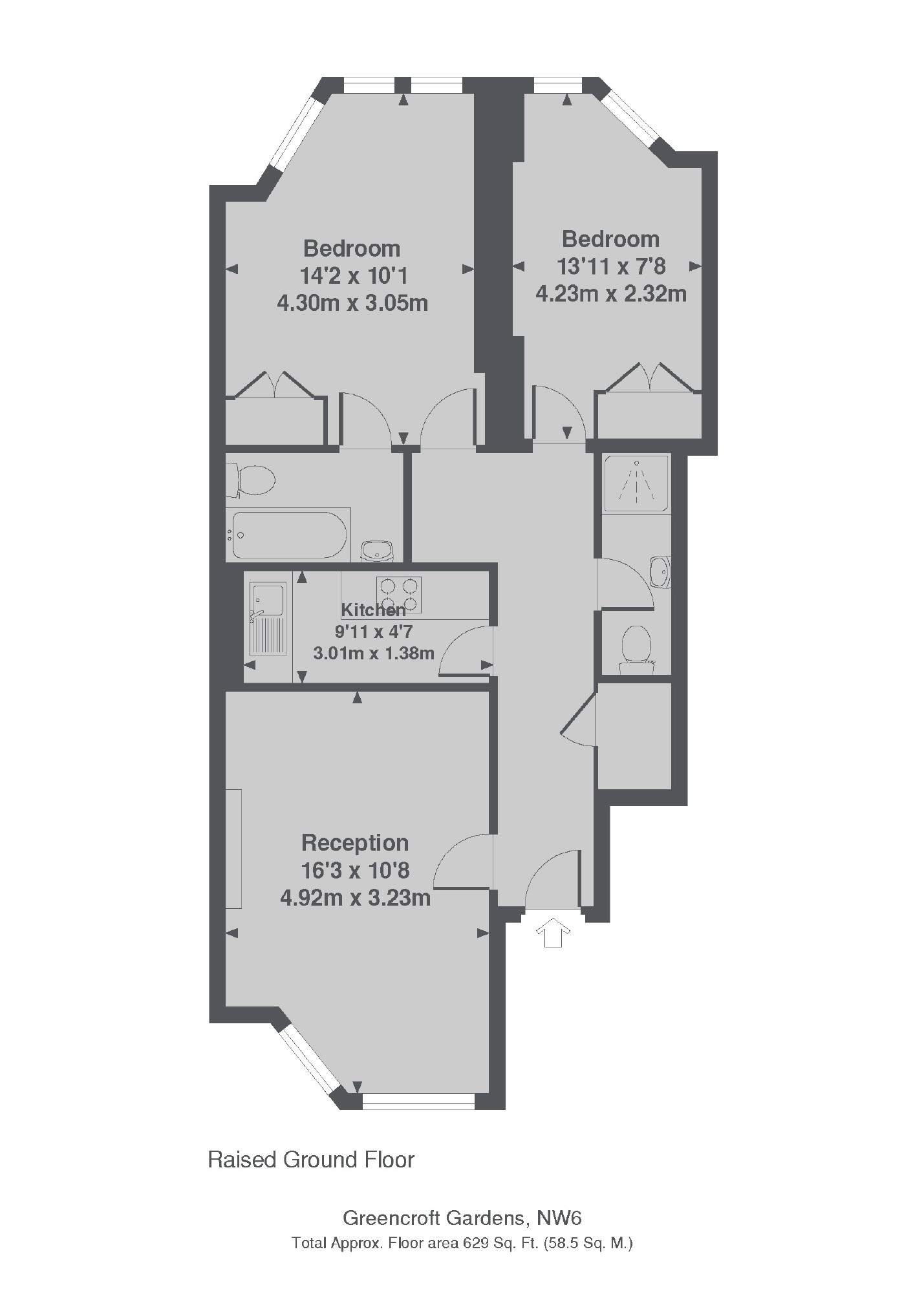 Flat 2, 56, Greencroft Gardens, London floorplan