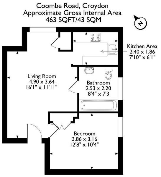Flat 5, 62 Coombe Road, Croydon, Surrey, CR0 5SG floorplan
