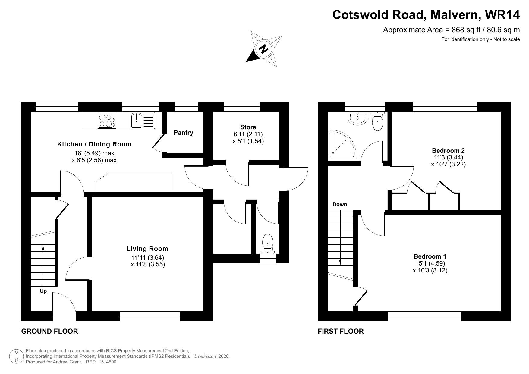 61, Cotswold Road, Malvern floorplan