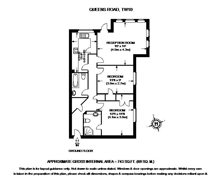 2 Bedrooms Flat to rent in Evesham Court, Queens Road TW10