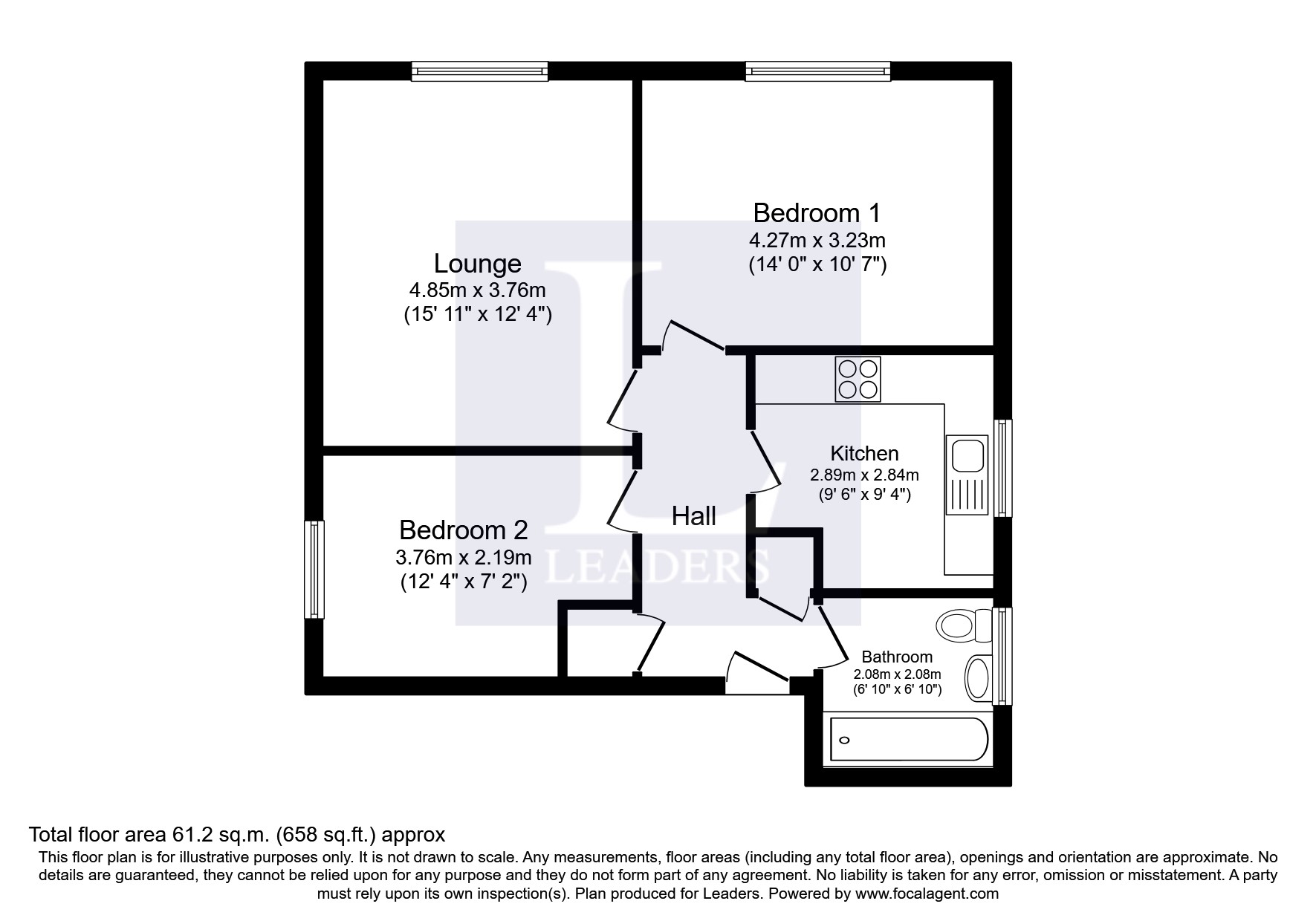 Flat 2 Stannus Court, 58, Outram Road, Croydon floorplan