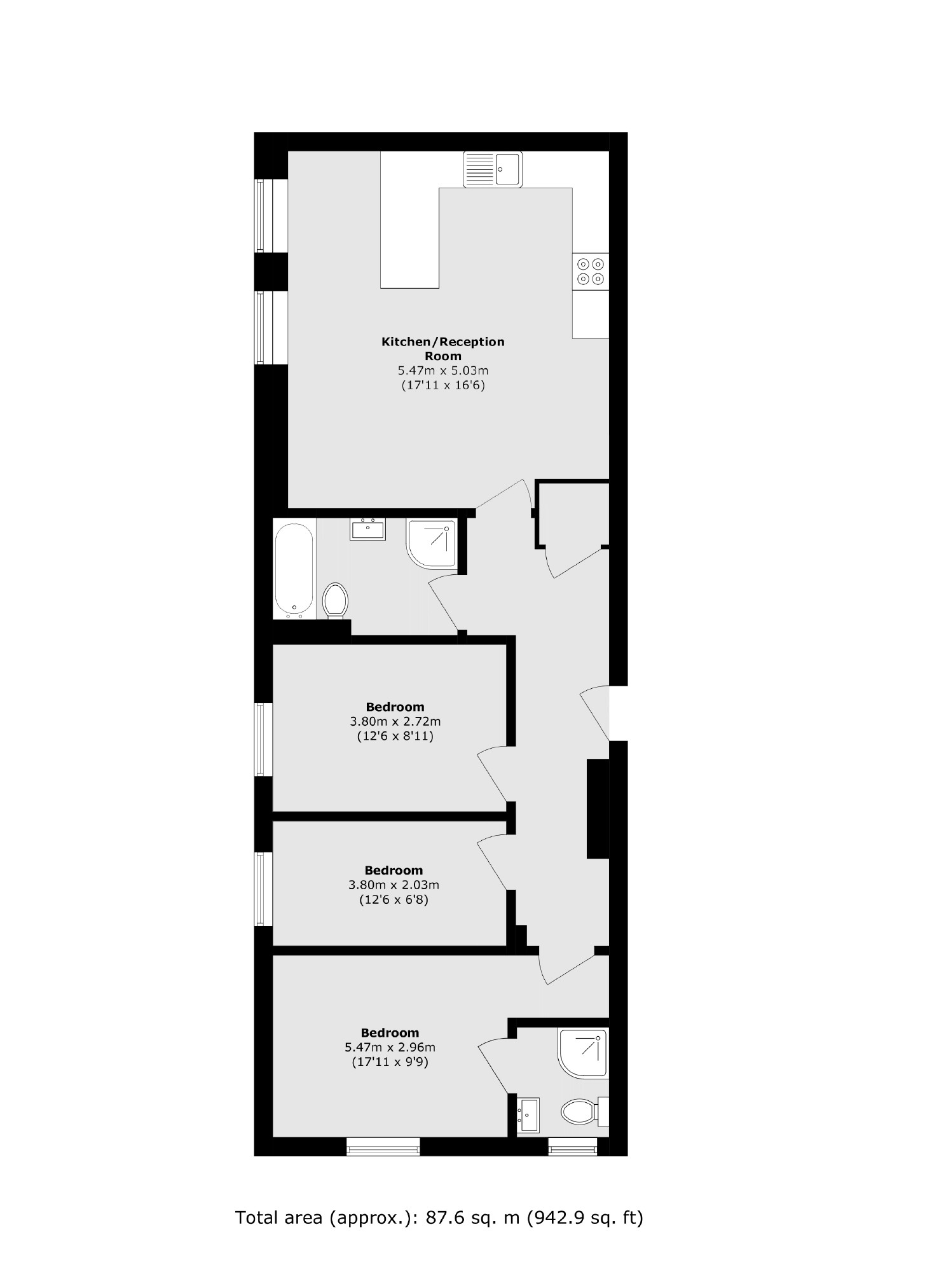 Flat 1, Gilmore House, 113, Clapham Common North Side, London floorplan